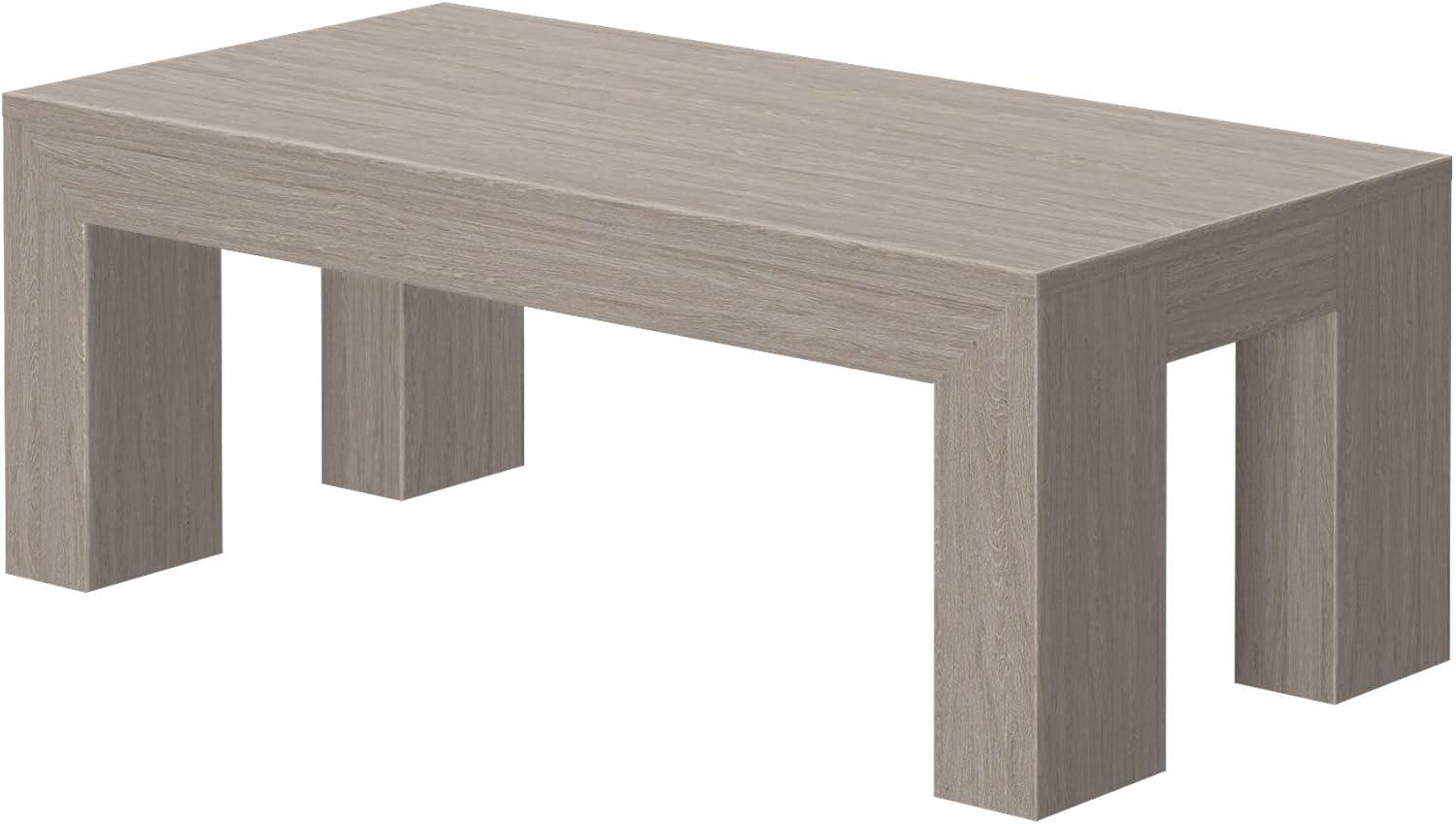 image:imagePlankBeam 40 Modern Rectangular Coffee Table with Shelf Solid Wood Center Table with Storage 2 Tier Tea Table for Living Room Blonde WirebrushSeashell Wirebrush
