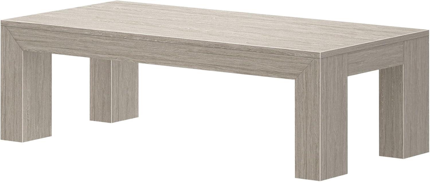 image:imagePlankBeam 40 Modern Rectangular Coffee Table with Shelf Solid Wood Center Table with Storage 2 Tier Tea Table for Living Room Blonde WirebrushSeashell Wirebrush