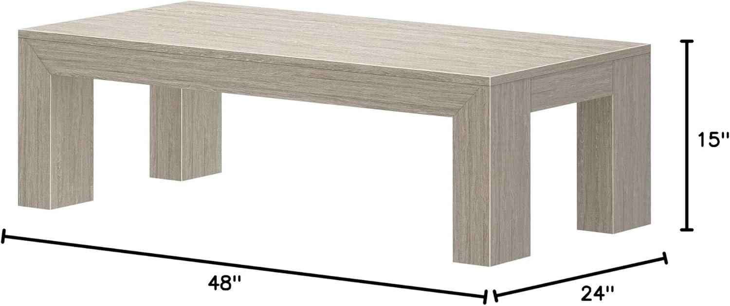 image:imagePlankBeam 40 Modern Rectangular Coffee Table with Shelf Solid Wood Center Table with Storage 2 Tier Tea Table for Living Room Blonde WirebrushSeashell Wirebrush
