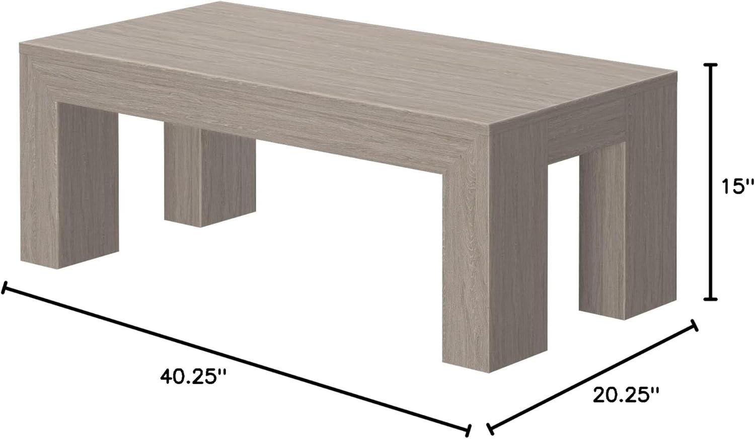image:imagePlankBeam 40 Modern Rectangular Coffee Table with Shelf Solid Wood Center Table with Storage 2 Tier Tea Table for Living Room Blonde WirebrushSeashell Wirebrush
