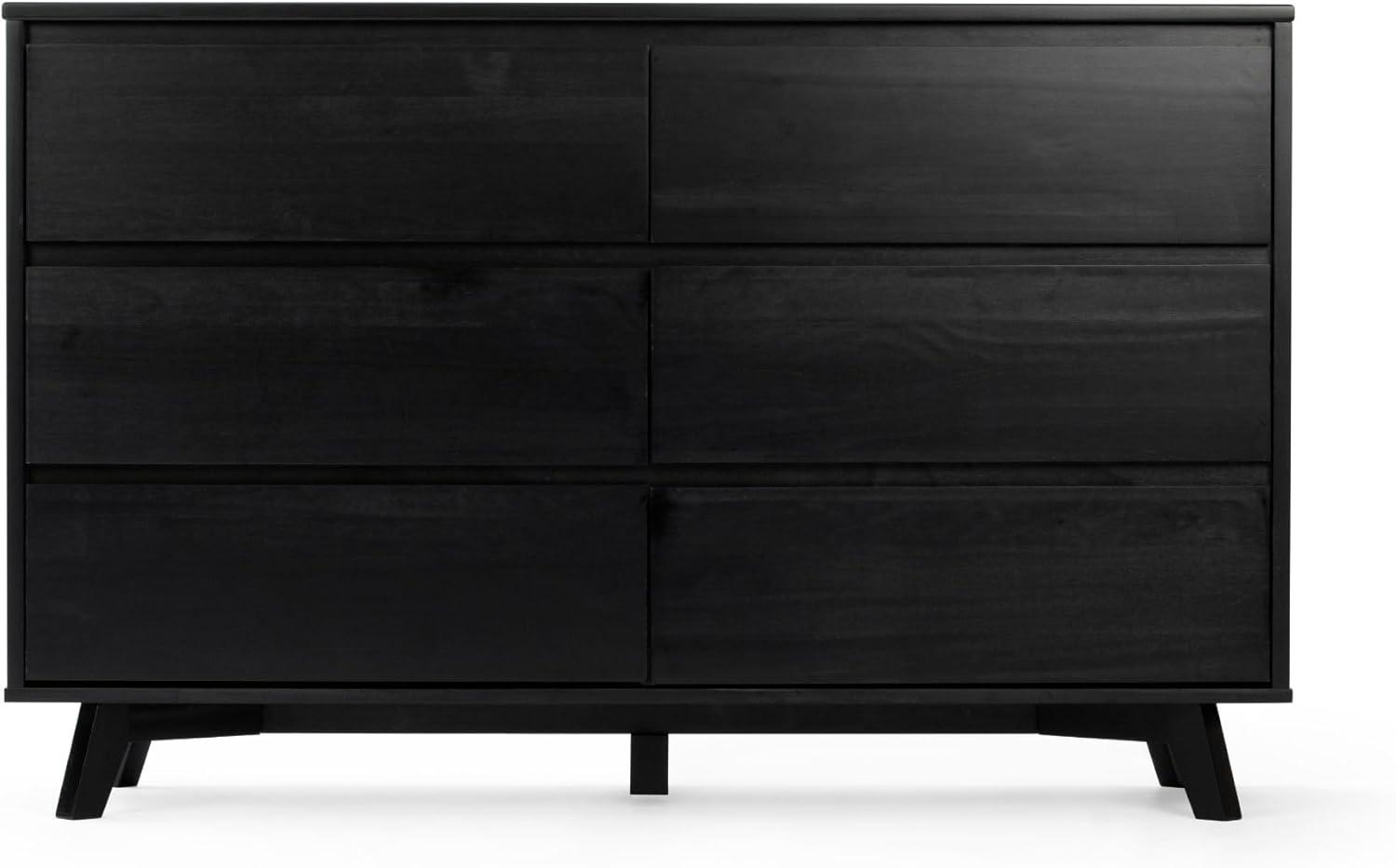 image:imagePlankBeam 6 Drawer Dresser Modern Storage Cabinet Solid Wood Storage Drawers Dressers amp Chests of Drawers for Bedroom Living Room Furniture PecanBlack
