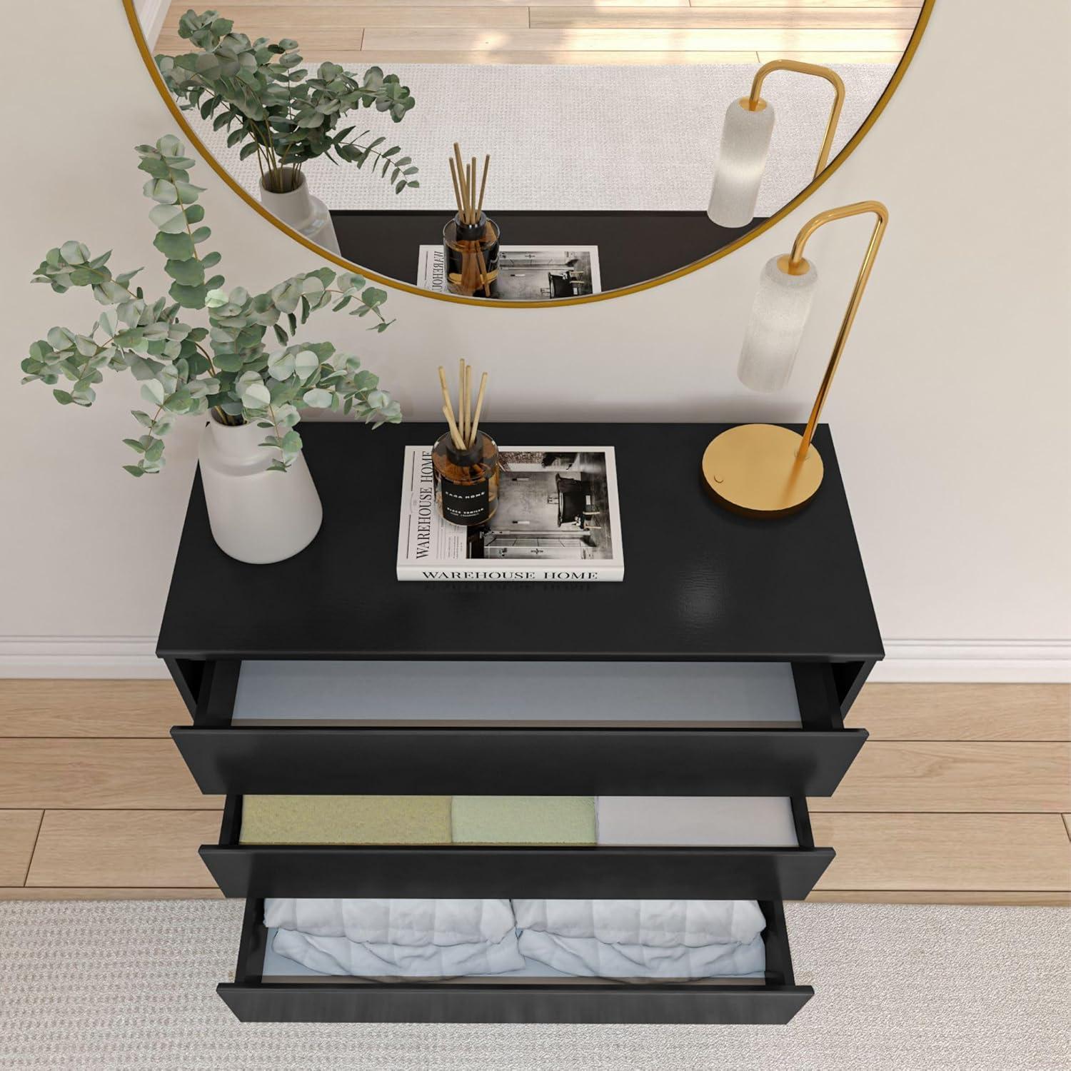 image:imagePlankBeam 6 Drawer Dresser Modern Storage Cabinet Solid Wood Storage Drawers Dressers amp Chests of Drawers for Bedroom Living Room Furniture PecanBlack