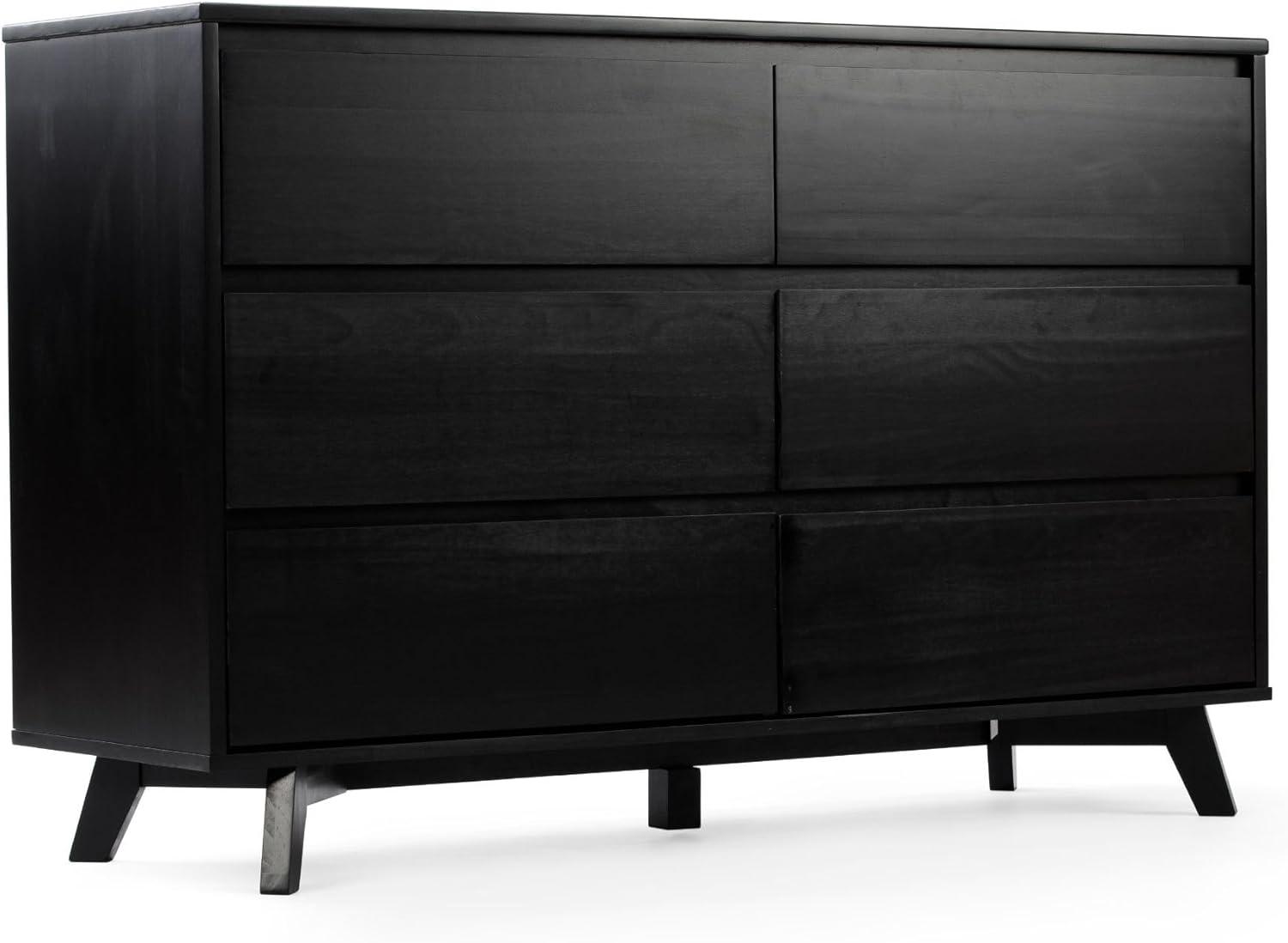 image:imagePlankBeam 6 Drawer Dresser Modern Storage Cabinet Solid Wood Storage Drawers Dressers amp Chests of Drawers for Bedroom Living Room Furniture PecanBlack