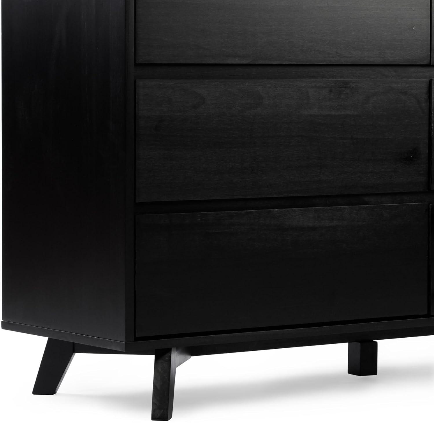 image:imagePlankBeam 6 Drawer Dresser Modern Storage Cabinet Solid Wood Storage Drawers Dressers amp Chests of Drawers for Bedroom Living Room Furniture PecanBlack