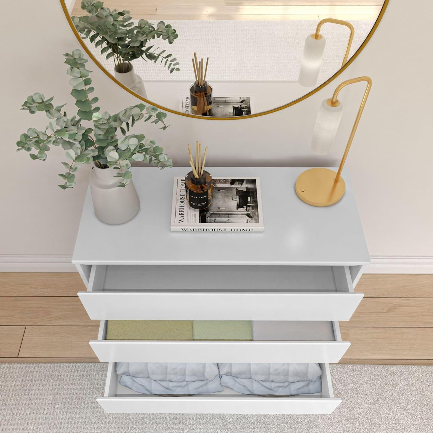 image:imagePlankBeam 6 Drawer Dresser Modern Storage Cabinet Solid Wood Storage Drawers Dressers amp Chests of Drawers for Bedroom Living Room Furniture PecanWhite