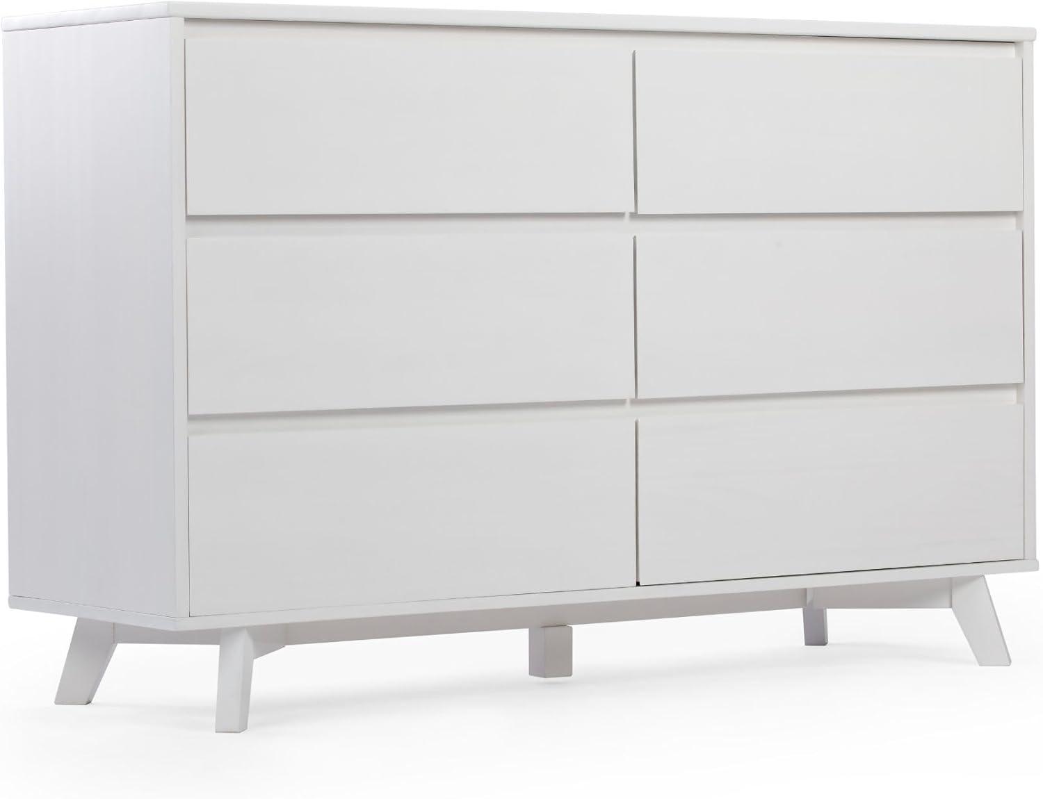 image:imagePlankBeam 6 Drawer Dresser Modern Storage Cabinet Solid Wood Storage Drawers Dressers amp Chests of Drawers for Bedroom Living Room Furniture PecanWhite
