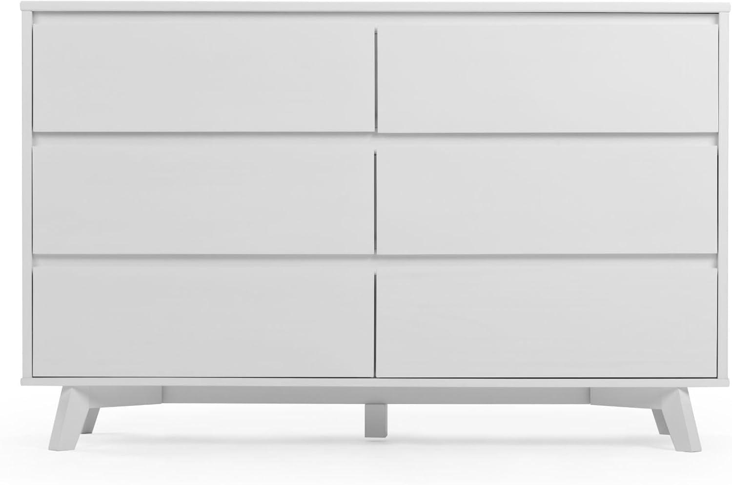 image:imagePlankBeam 6 Drawer Dresser Modern Storage Cabinet Solid Wood Storage Drawers Dressers amp Chests of Drawers for Bedroom Living Room Furniture PecanWhite