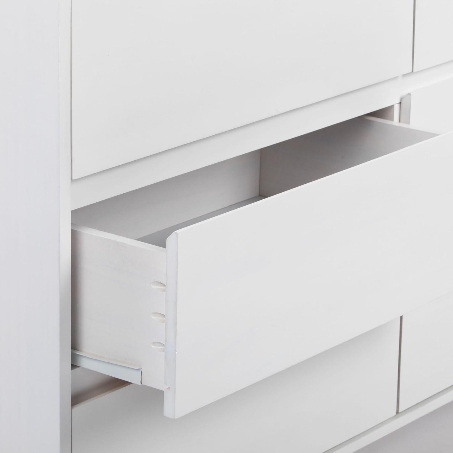 image:imagePlankBeam 6 Drawer Dresser Modern Storage Cabinet Solid Wood Storage Drawers Dressers amp Chests of Drawers for Bedroom Living Room Furniture PecanWhite