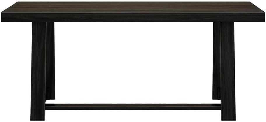 image:imagePlankBeam 72 Inch Farmhouse Dining TableSolid Wood Rustic Kitchen Table for Dining Room Home Office Living Room Furniture Easy Assembly Blonde WirebrushBlack Wirebrush