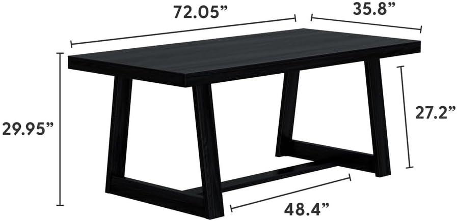 image:imagePlankBeam 72 Inch Farmhouse Dining TableSolid Wood Rustic Kitchen Table for Dining Room Home Office Living Room Furniture Easy Assembly Blonde WirebrushBlack Wirebrush