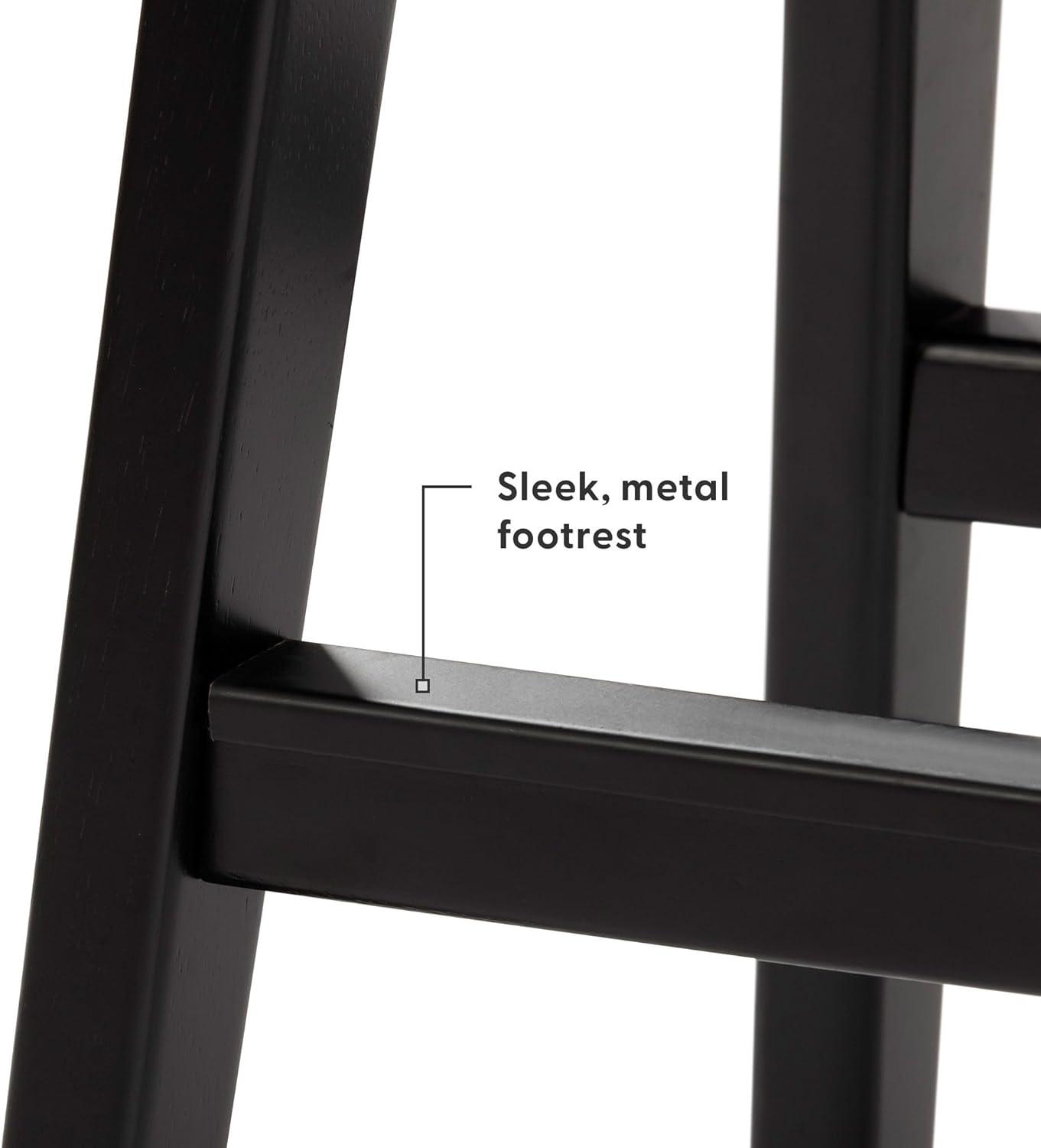 image:imagePlankBeam Beryl Counter Height Stool MidCentury Modern Rubberwood Bar Stool with Faux Leather Seat Metal Footrest Easy Assembly 4Pack BlondeSesameBlackBlack