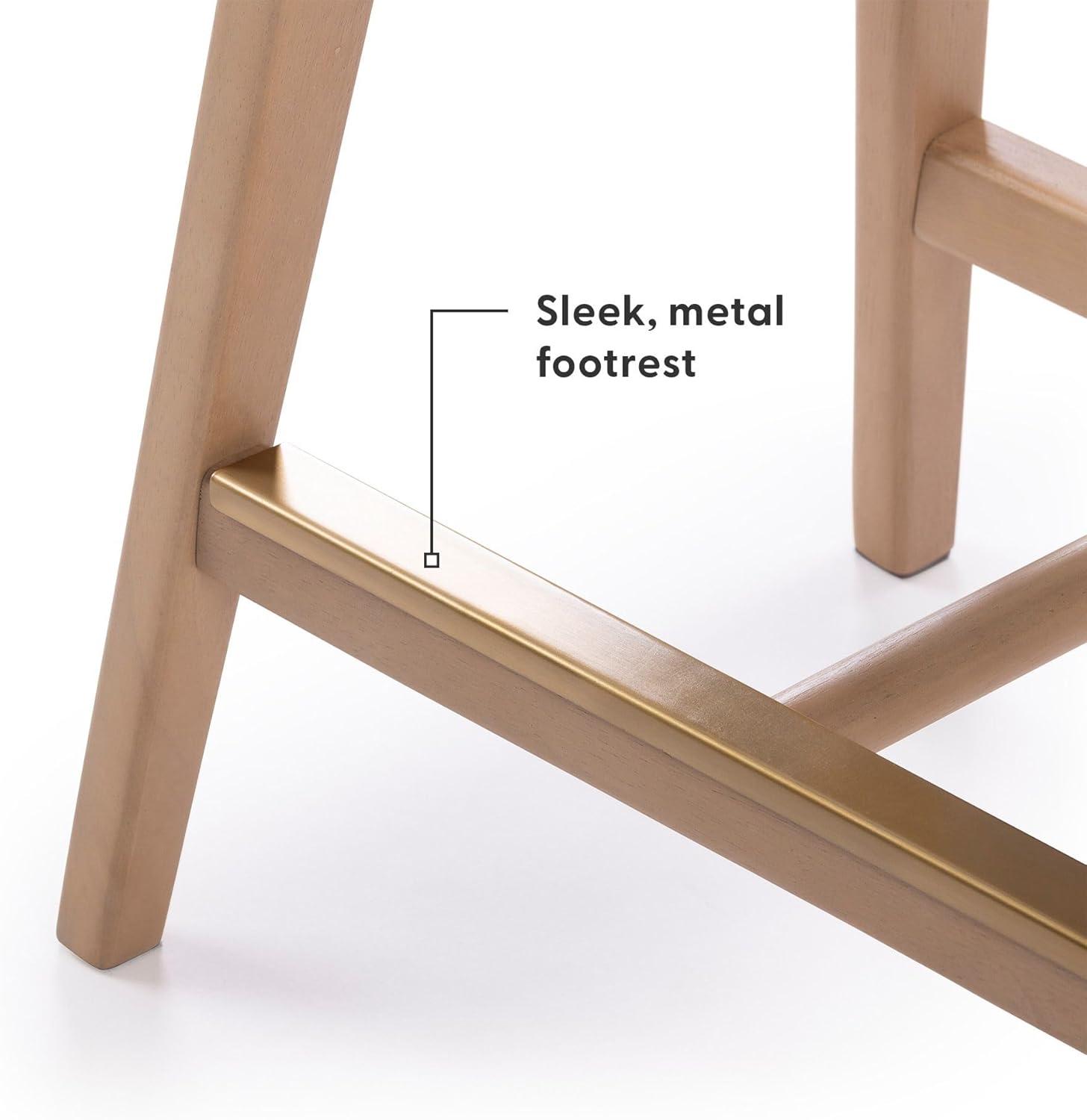 image:imagePlankBeam Beryl Counter Height Stool MidCentury Modern Rubberwood Bar Stool with Faux Leather Seat Metal Footrest Easy Assembly 4Pack BlondeSesameBlondeSesame