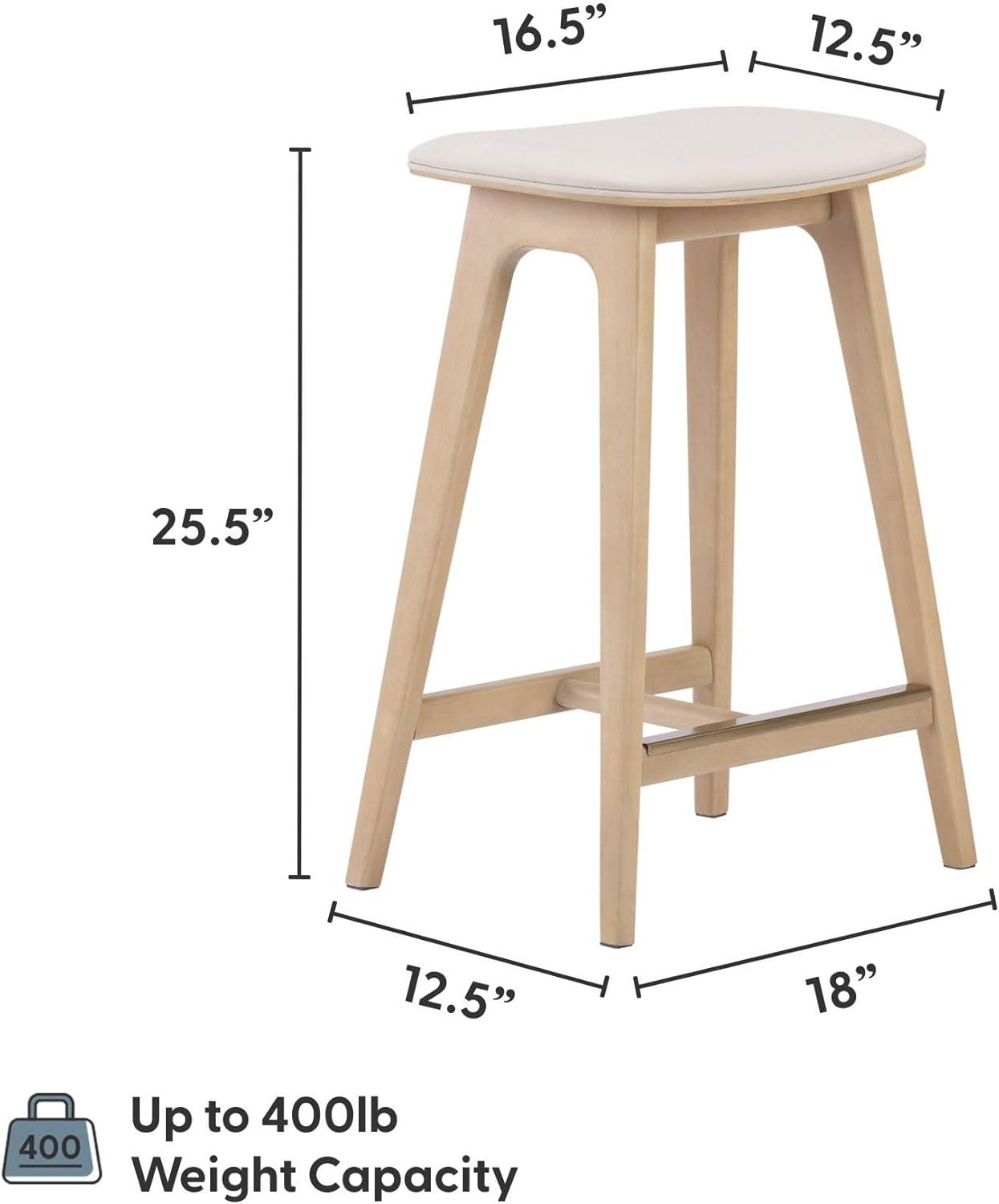 image:imagePlankBeam Beryl Counter Height Stool MidCentury Modern Rubberwood Bar Stool with Faux Leather Seat Metal Footrest Easy Assembly 4Pack BlondeSesameBlondeSesame