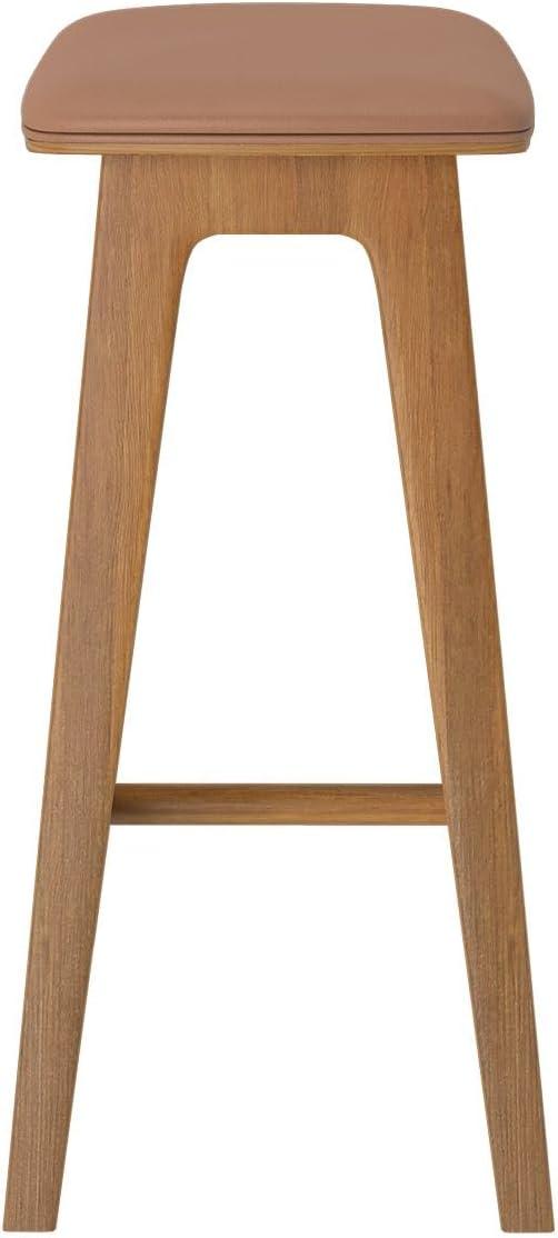 image:imagePlankBeam Beryl Counter Height Stool MidCentury Modern Rubberwood Bar Stool with Faux Leather Seat Metal Footrest Easy Assembly 4Pack BlondeSesamePecanToffee