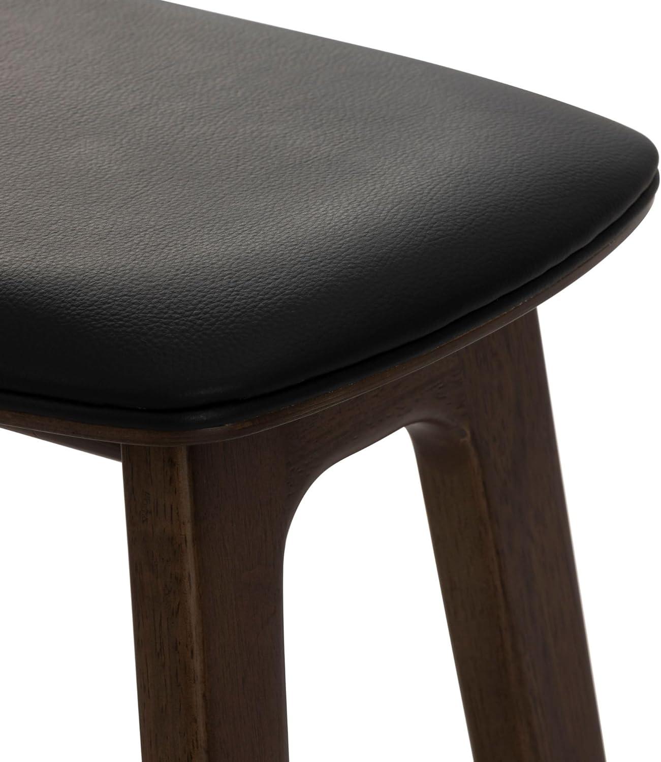 image:imagePlankBeam Beryl Counter Height Stool MidCentury Modern Rubberwood Bar Stool with Faux Leather Seat Metal Footrest Easy Assembly 4Pack BlondeSesameWalnutBlack