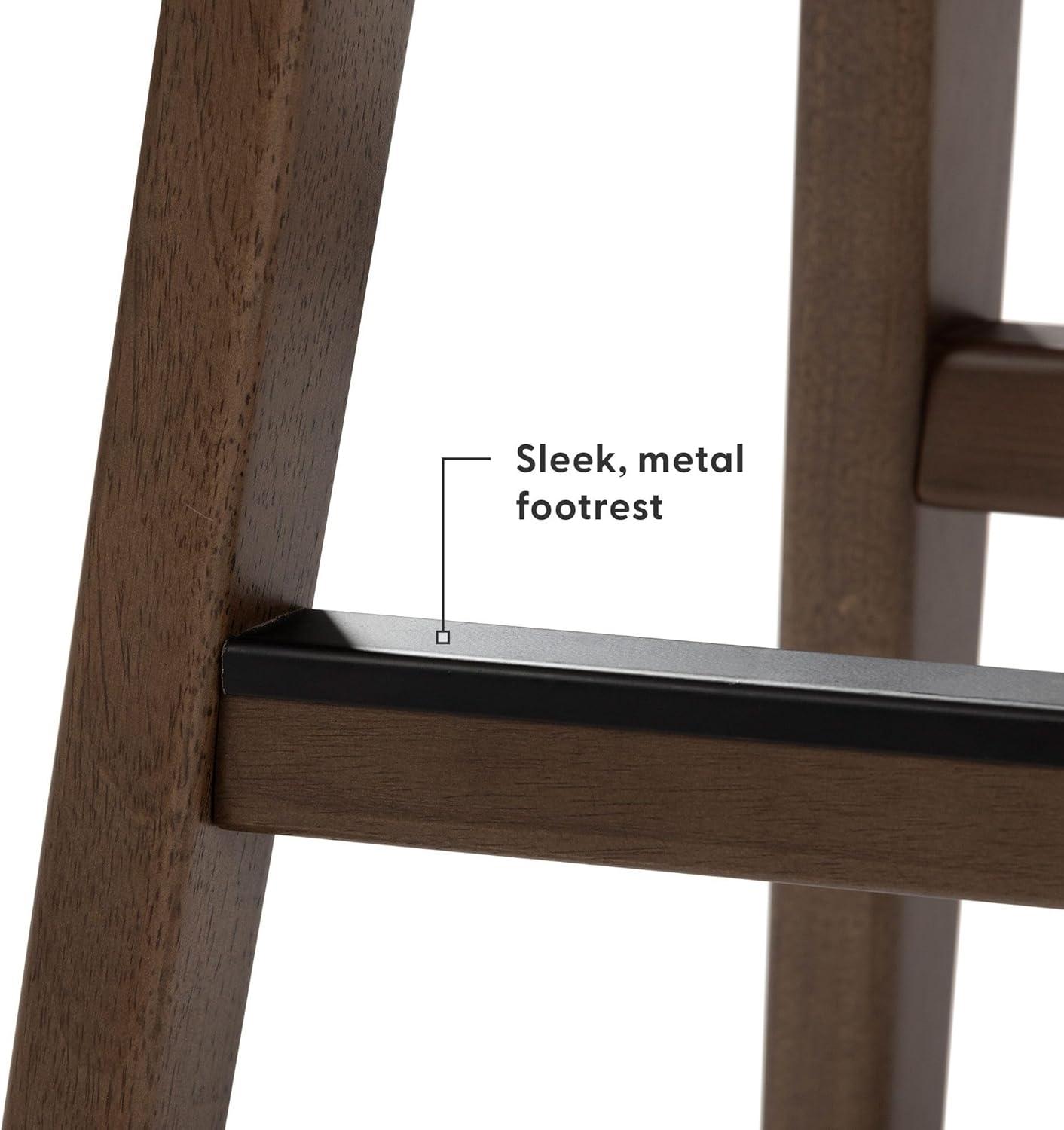 image:imagePlankBeam Beryl Counter Height Stool MidCentury Modern Rubberwood Bar Stool with Faux Leather Seat Metal Footrest Easy Assembly 4Pack BlondeSesameWalnutBlack