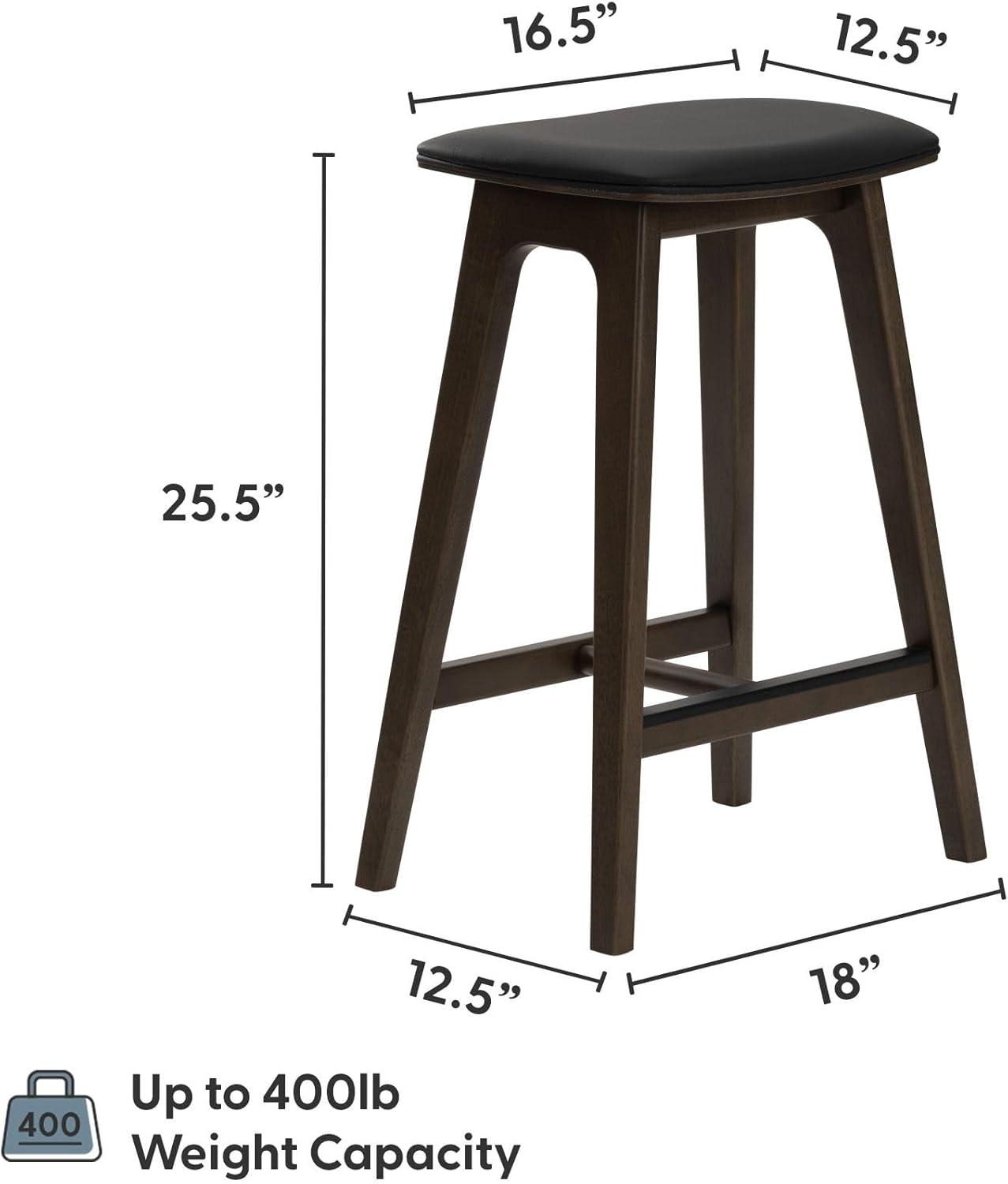 image:imagePlankBeam Beryl Counter Height Stool MidCentury Modern Rubberwood Bar Stool with Faux Leather Seat Metal Footrest Easy Assembly 4Pack BlondeSesameWalnutBlack
