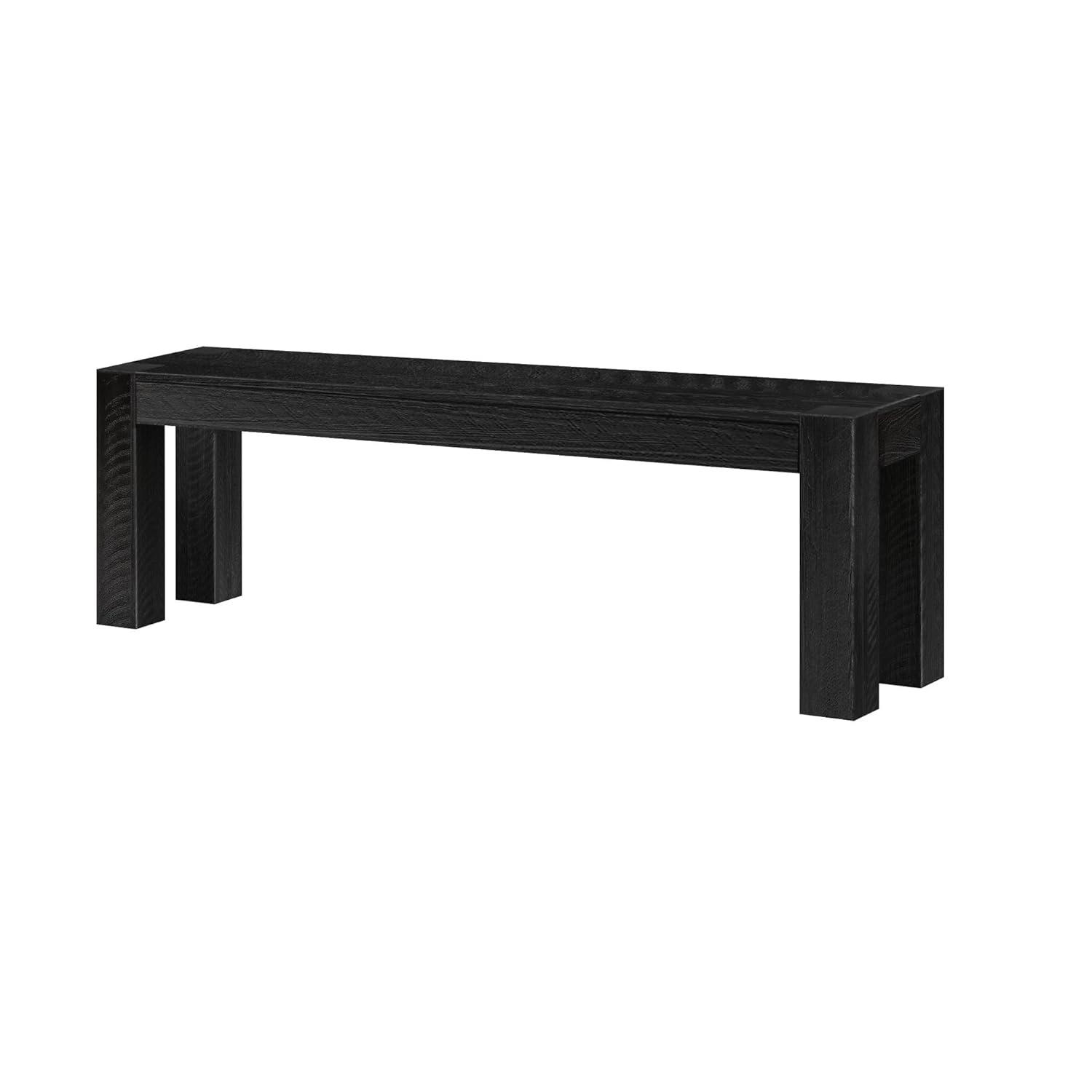 image:imagePlankBeam Camden Farmhouse Dining Bench 58 Solid Wood Dining Bench Rustic Bench for Dining Table and Kitchen Natural Wood Grain Rustic BarnwoodRustic Char