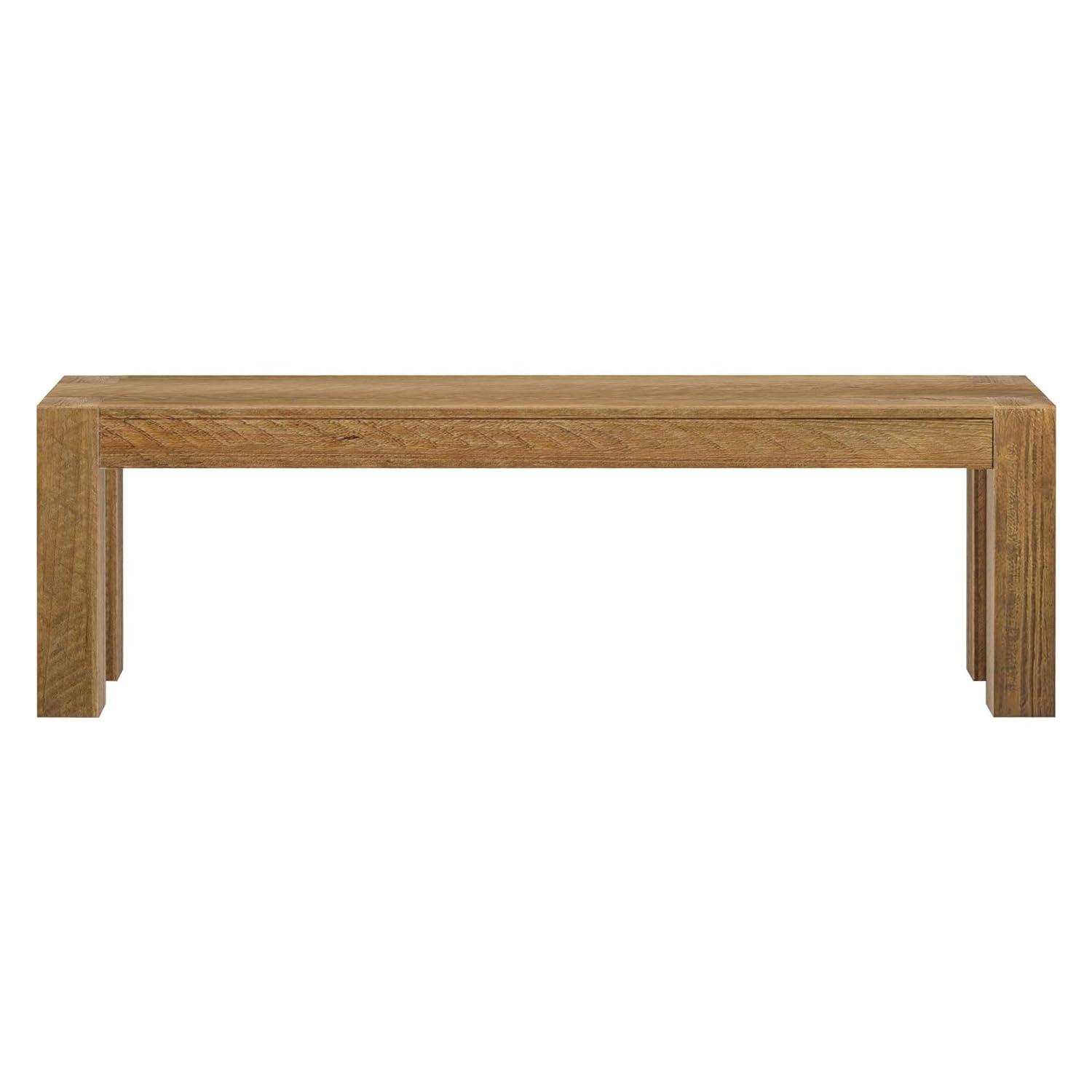 image:imagePlankBeam Camden Farmhouse Dining Bench 58 Solid Wood Dining Bench Rustic Bench for Dining Table and Kitchen Natural Wood Grain Rustic CharRustic Honey