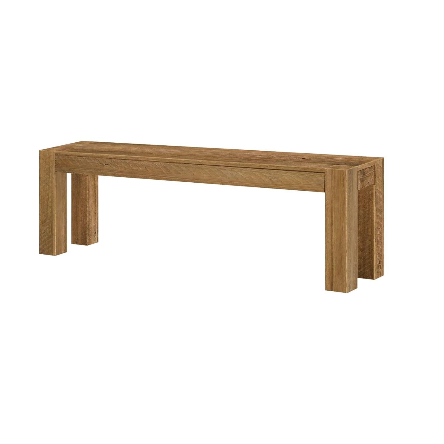 image:imagePlankBeam Camden Farmhouse Dining Bench 58 Solid Wood Dining Bench Rustic Bench for Dining Table and Kitchen Natural Wood Grain Rustic CharRustic Honey