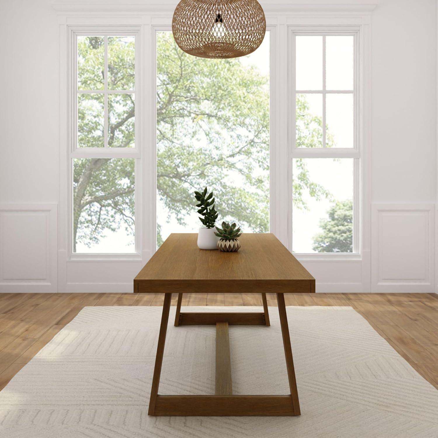 image:imagePlankBeam Classic Rectangular Dining Room Table 94in 2380mm Pecan Wirebrush