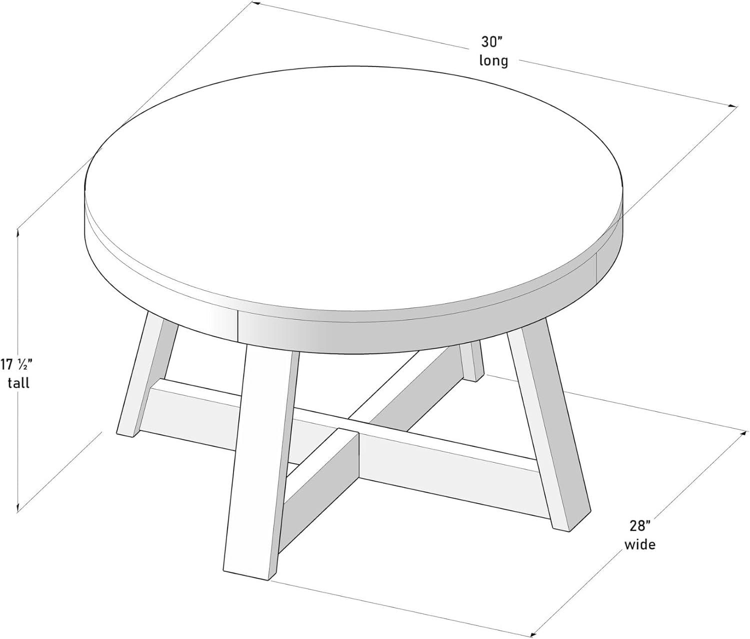 image:imagePlankBeam Classic Round Coffee Table 30 Inch Farmhouse Coffee Table Rustic Mini Center Tables for Small Spaces Small Living Space Tea Table Blonde WirebrushSeashell Wirebrush