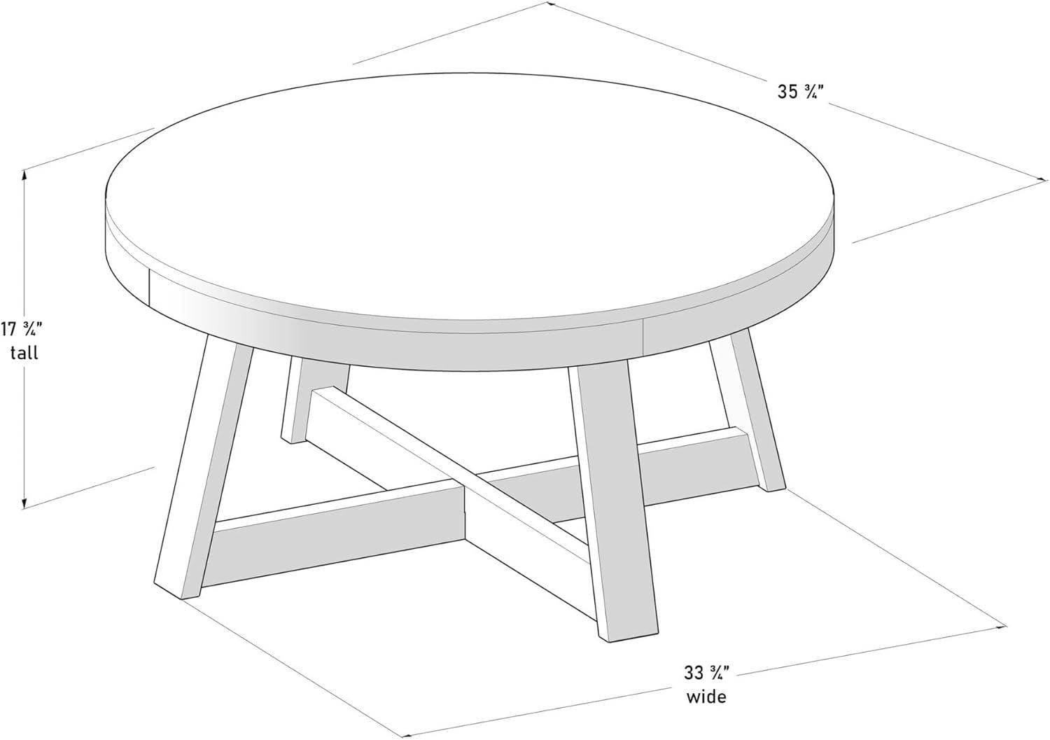 image:imagePlankBeam Classic Round Coffee Table 30 Inch Farmhouse Coffee Table Rustic Mini Center Tables for Small Spaces Small Living Space Tea Table Blonde WirebrushSeashell Wirebrush