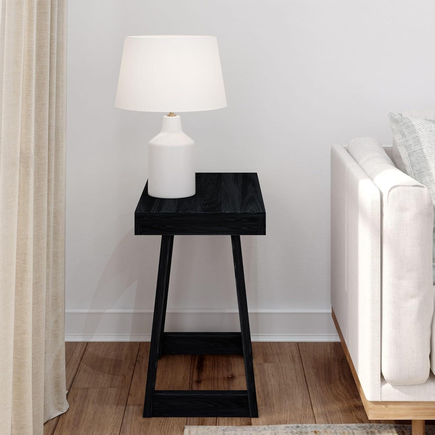 image:imagePlankBeam Classic Square Side Table Slim Side Table for Living Room Narrow Nightstand for Small Spaces Wood End Table for Bedroom Blonde WirebrushBlack Wirebrush