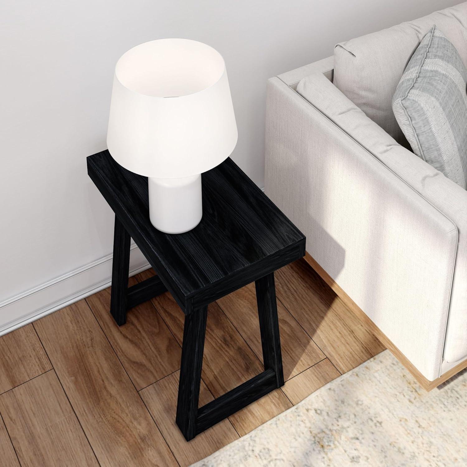 image:imagePlankBeam Classic Square Side Table Slim Side Table for Living Room Narrow Nightstand for Small Spaces Wood End Table for Bedroom Blonde WirebrushBlack Wirebrush