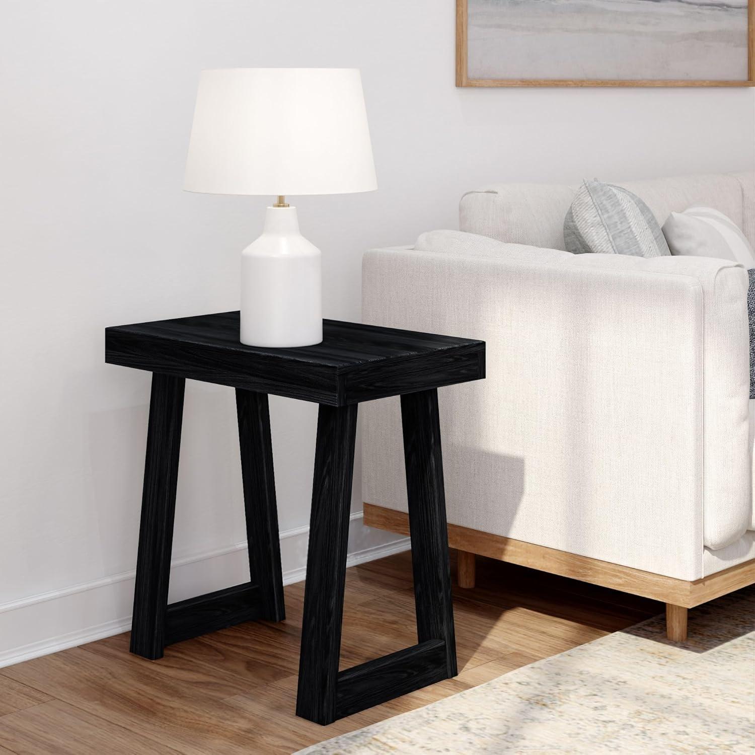 image:imagePlankBeam Classic Square Side Table Slim Side Table for Living Room Narrow Nightstand for Small Spaces Wood End Table for Bedroom Blonde WirebrushBlack Wirebrush