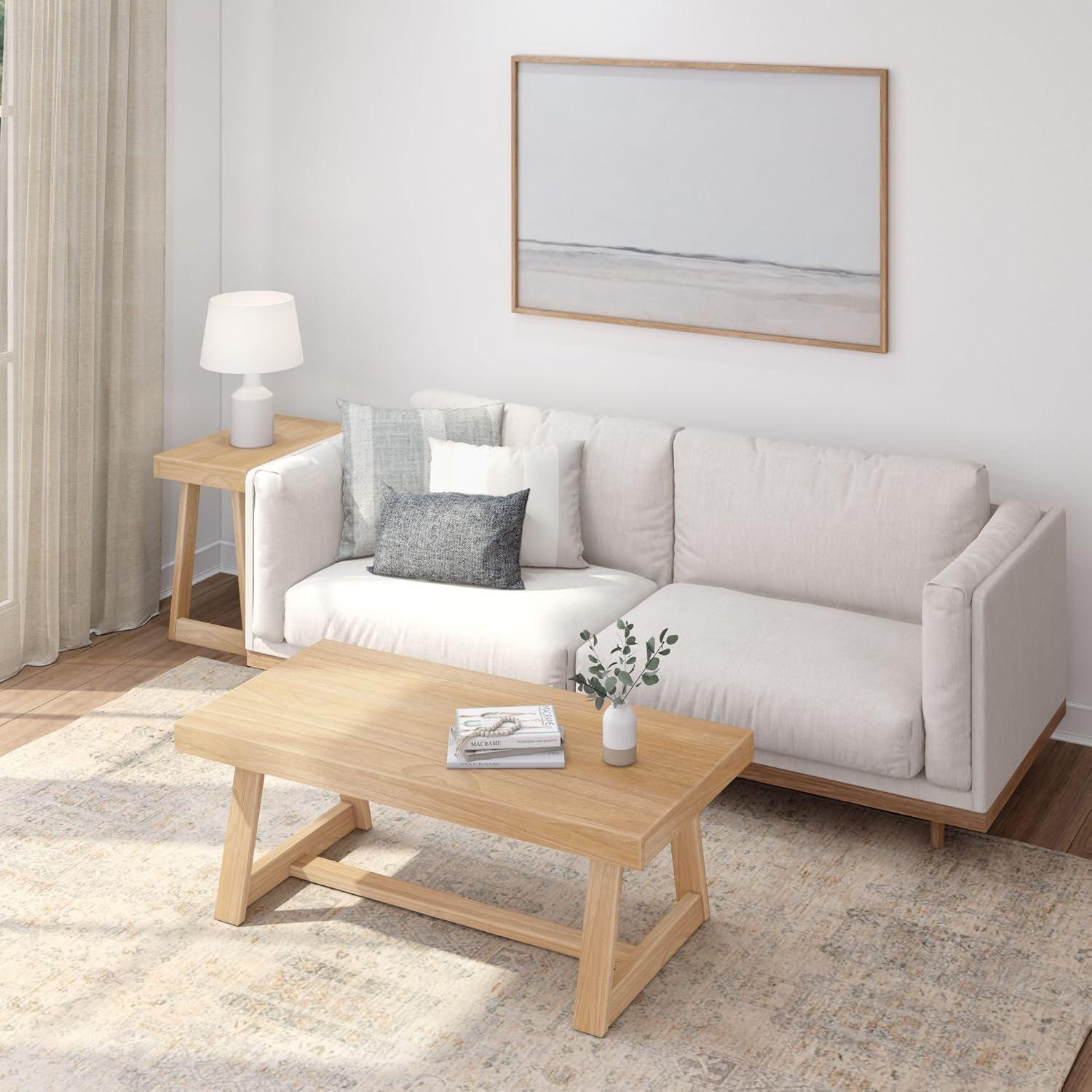 image:imagePlankBeam Classic Square Side Table Slim Side Table for Living Room Narrow Nightstand for Small Spaces Wood End Table for Bedroom Blonde WirebrushBlonde Wirebrush