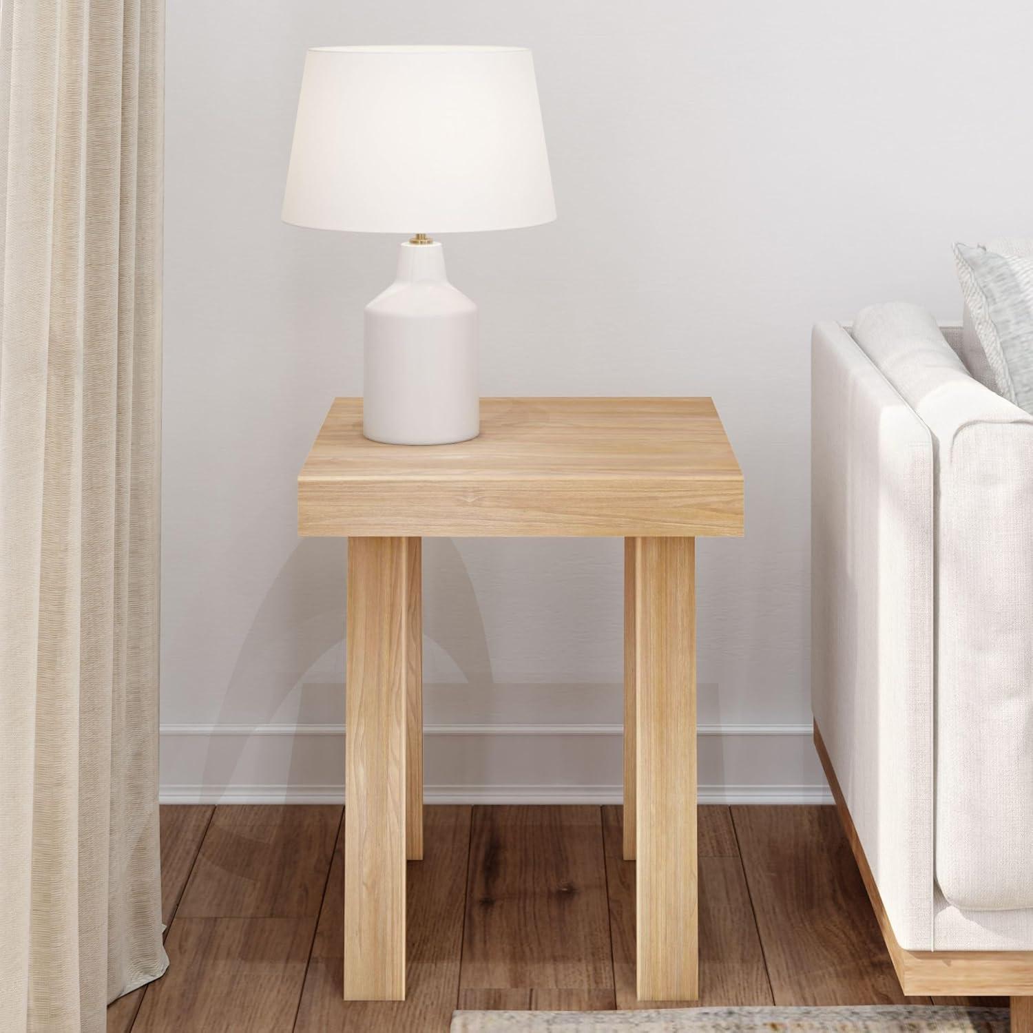 image:imagePlankBeam Classic Square Side Table Slim Side Table for Living Room Narrow Nightstand for Small Spaces Wood End Table for Bedroom Blonde WirebrushBlonde Wirebrush