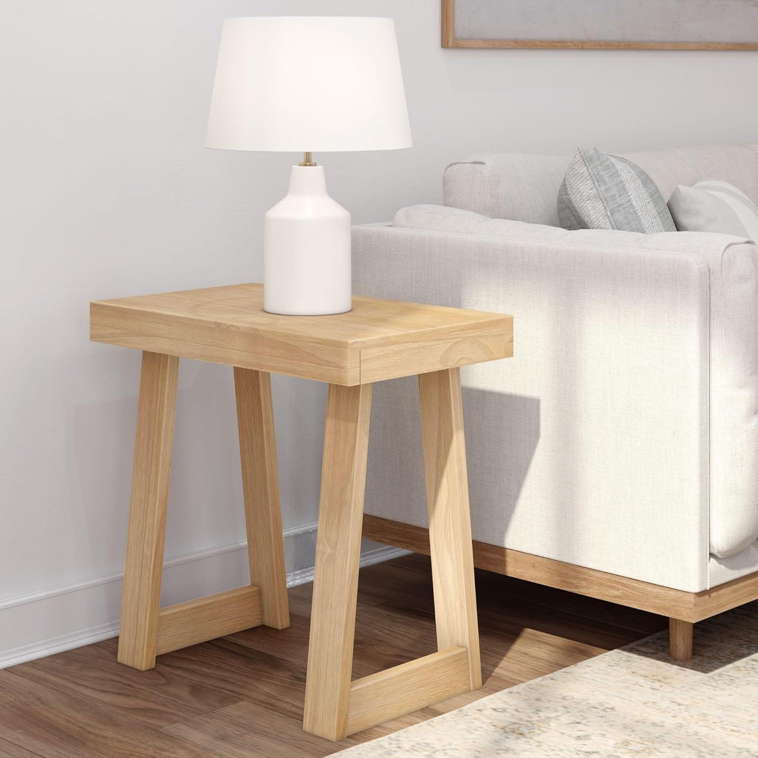 image:imagePlankBeam Classic Square Side Table Slim Side Table for Living Room Narrow Nightstand for Small Spaces Wood End Table for Bedroom Blonde WirebrushBlonde Wirebrush