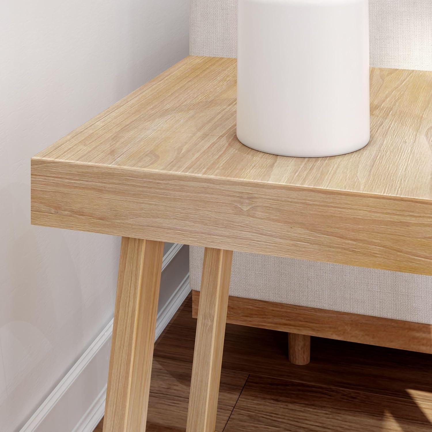 image:imagePlankBeam Classic Square Side Table Slim Side Table for Living Room Narrow Nightstand for Small Spaces Wood End Table for Bedroom Blonde WirebrushBlonde Wirebrush