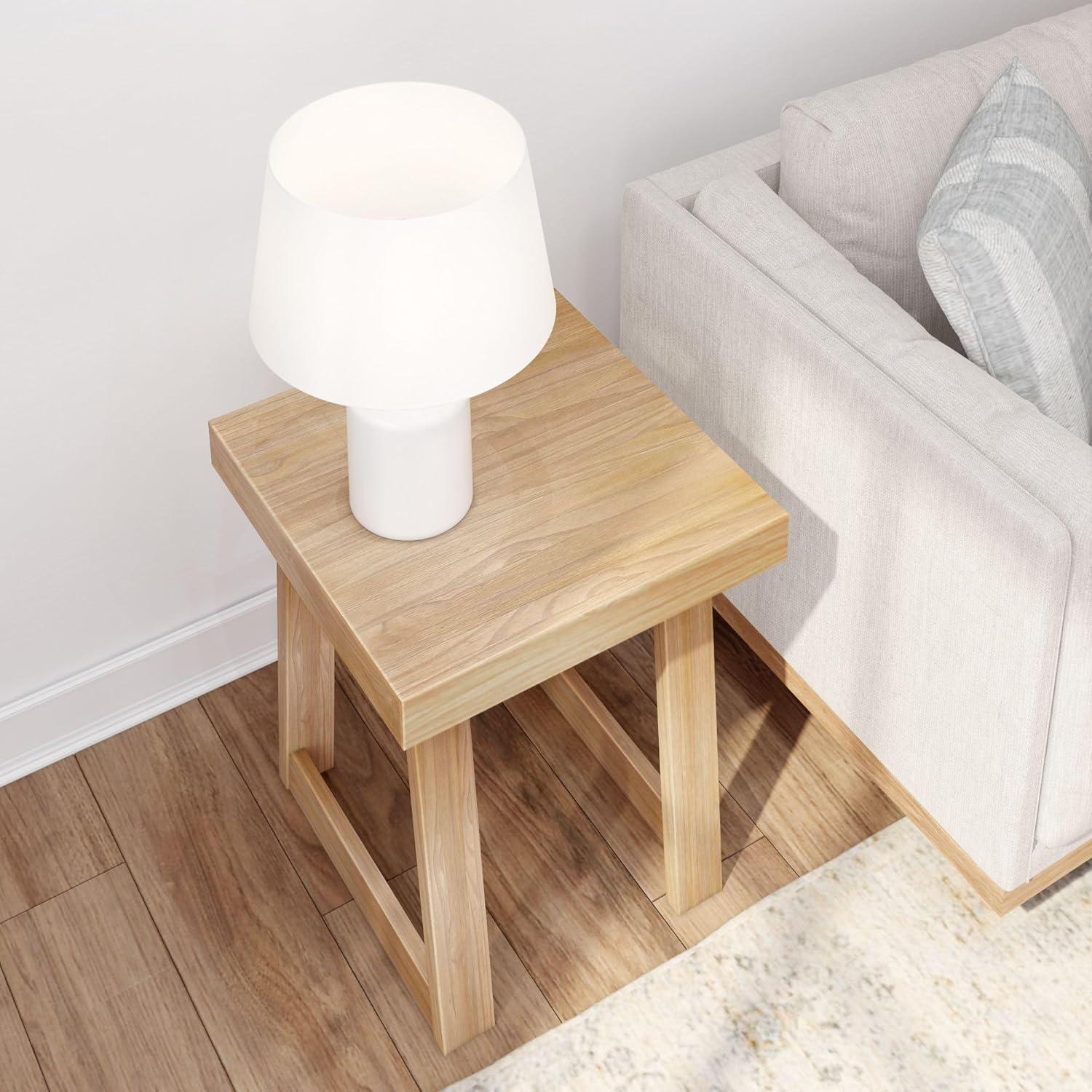 image:imagePlankBeam Classic Square Side Table Slim Side Table for Living Room Narrow Nightstand for Small Spaces Wood End Table for Bedroom Blonde WirebrushBlonde Wirebrush