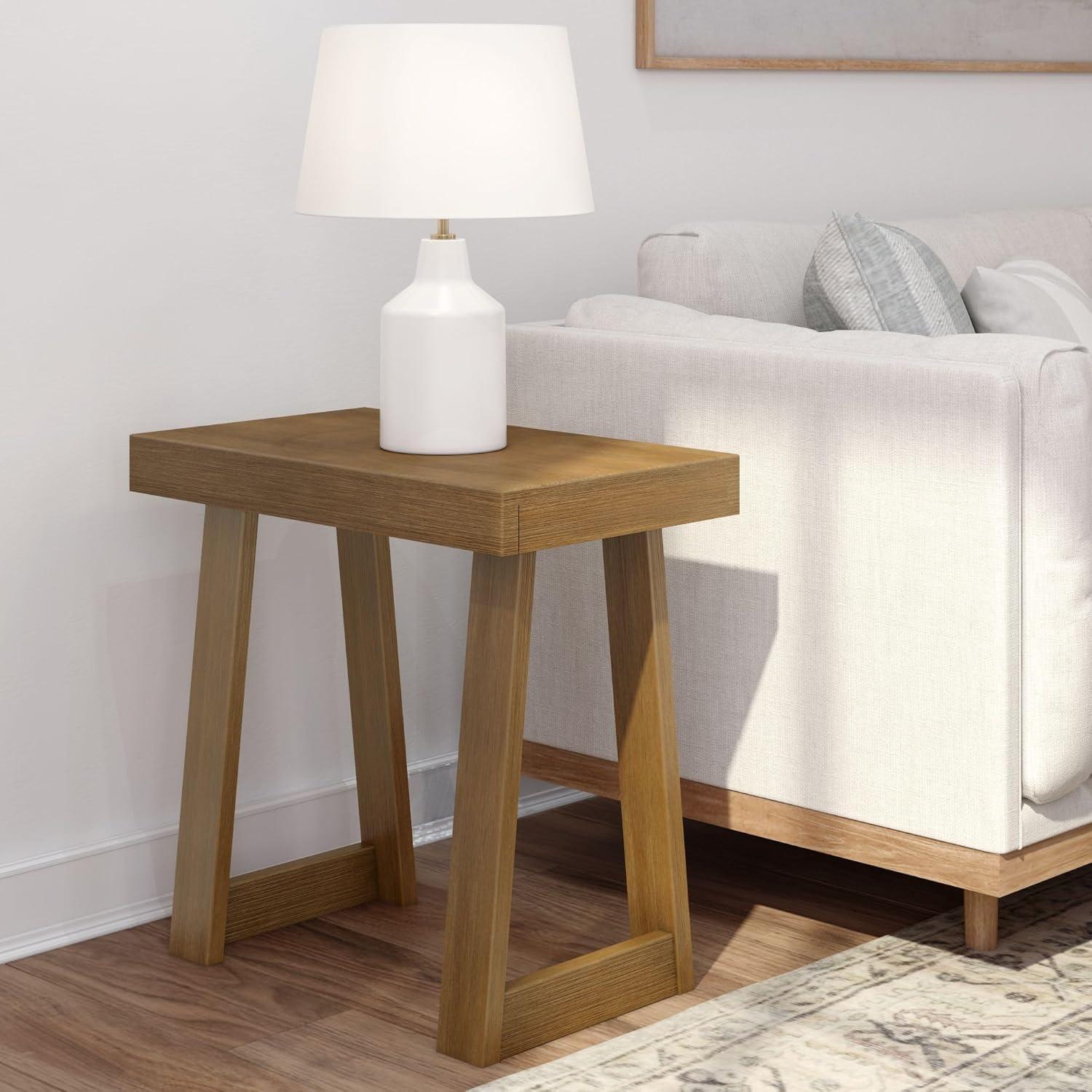 image:imagePlankBeam Classic Square Side Table Slim Side Table for Living Room Narrow Nightstand for Small Spaces Wood End Table for Bedroom Blonde WirebrushPecan Wirebrush