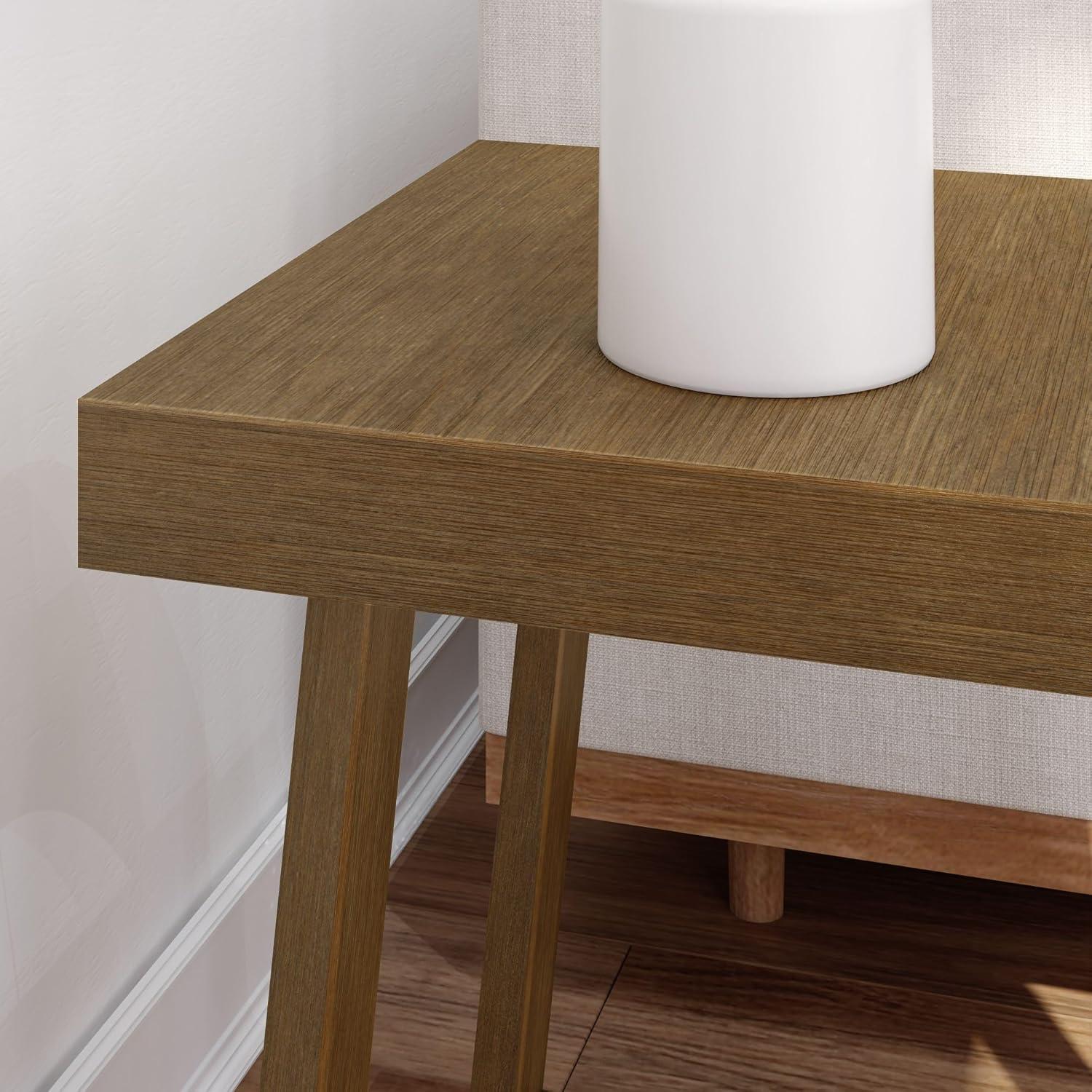 image:imagePlankBeam Classic Square Side Table Slim Side Table for Living Room Narrow Nightstand for Small Spaces Wood End Table for Bedroom Blonde WirebrushPecan Wirebrush
