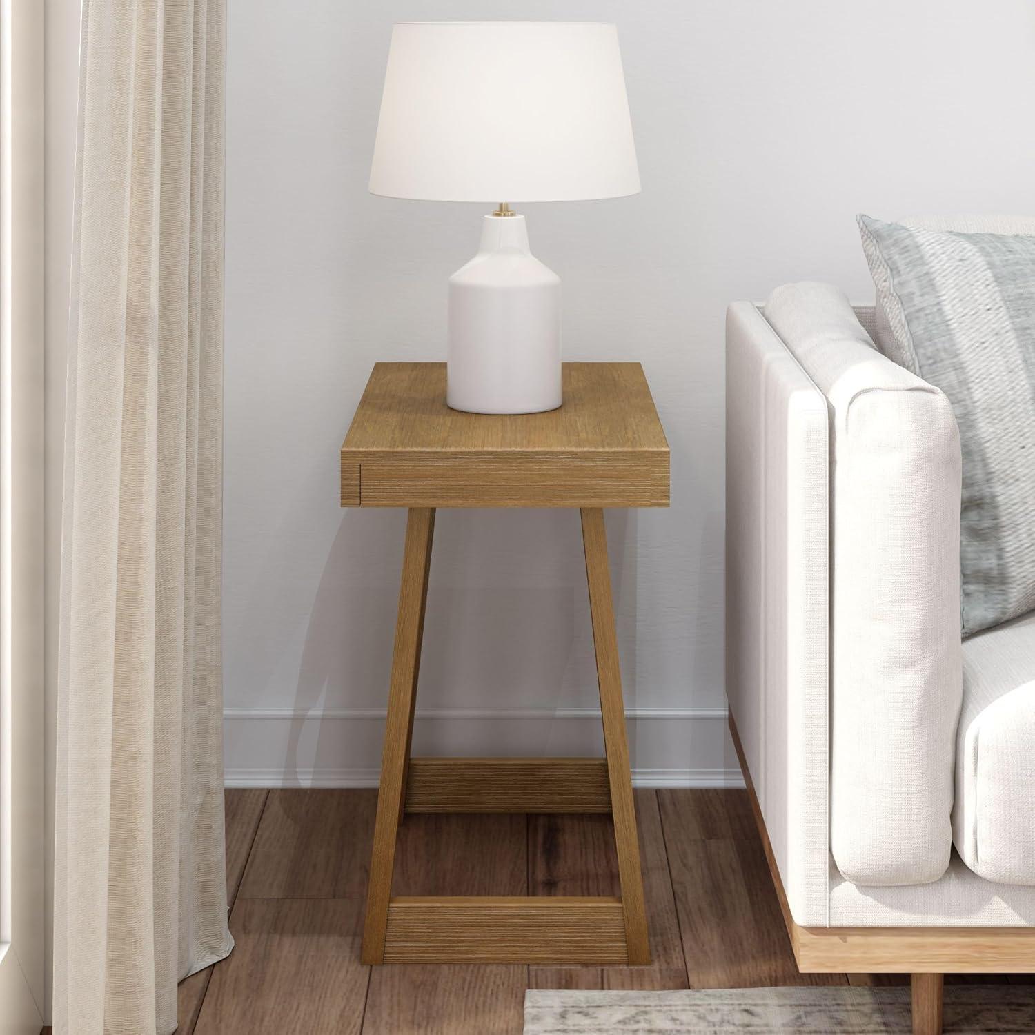 image:imagePlankBeam Classic Square Side Table Slim Side Table for Living Room Narrow Nightstand for Small Spaces Wood End Table for Bedroom Blonde WirebrushPecan Wirebrush