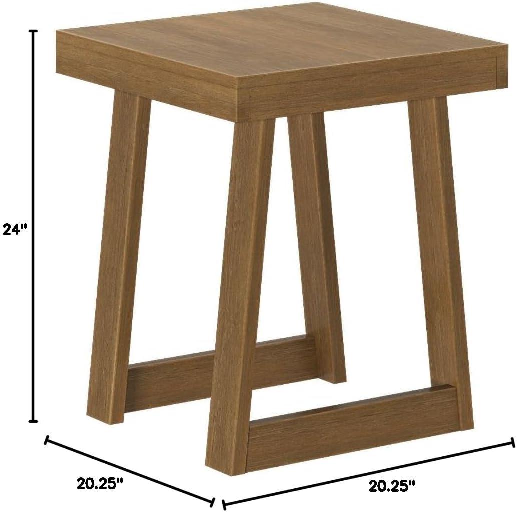 image:imagePlankBeam Classic Square Side Table Slim Side Table for Living Room Narrow Nightstand for Small Spaces Wood End Table for Bedroom Blonde WirebrushPecan Wirebrush