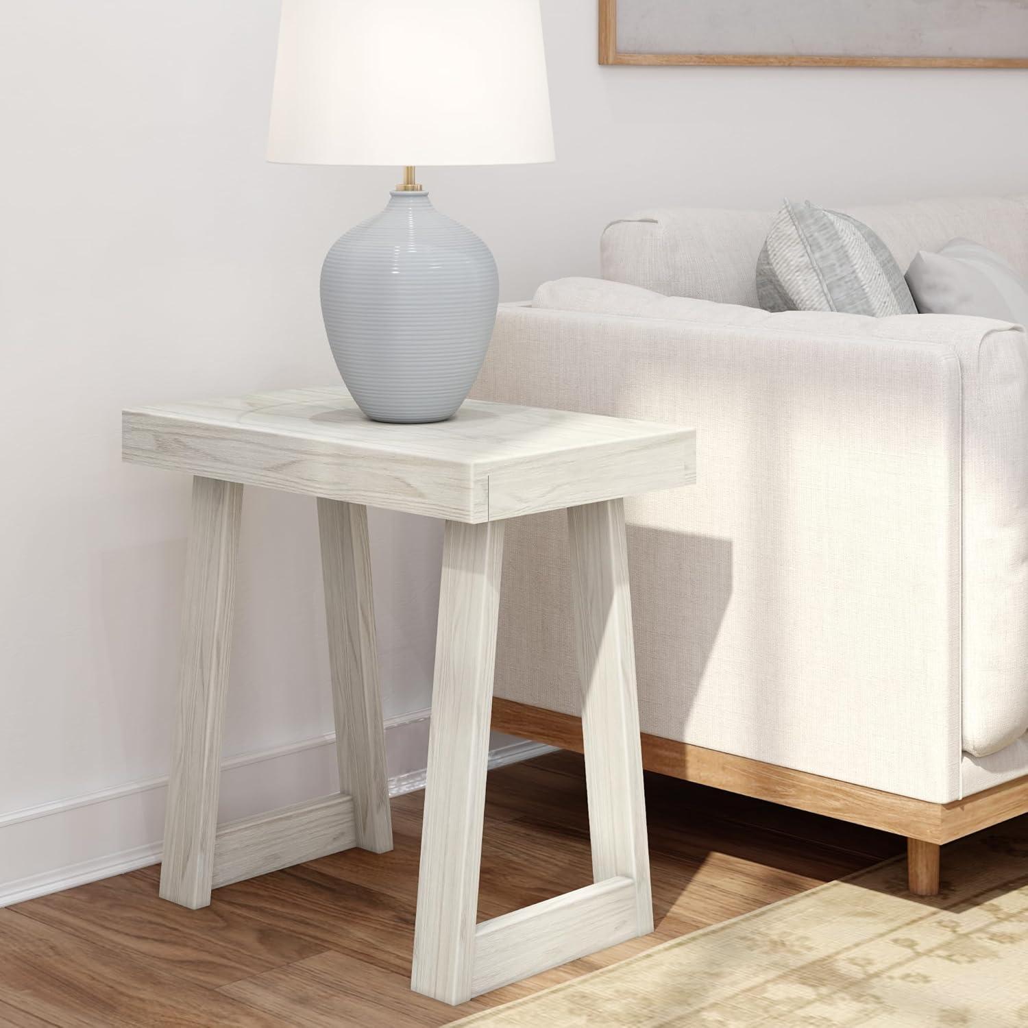 image:imagePlankBeam Classic Square Side Table Slim Side Table for Living Room Narrow Nightstand for Small Spaces Wood End Table for Bedroom Blonde WirebrushWhite Sand Wirebrush