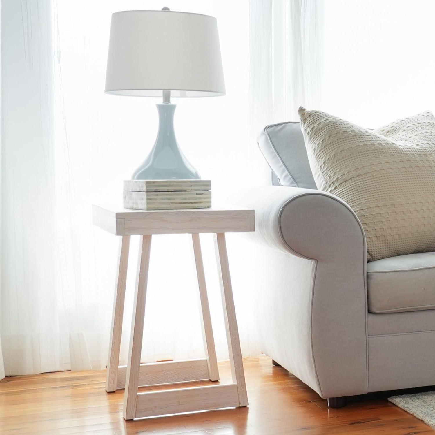 image:imagePlankBeam Classic Square Side Table Slim Side Table for Living Room Narrow Nightstand for Small Spaces Wood End Table for Bedroom Blonde WirebrushWhite Sand Wirebrush