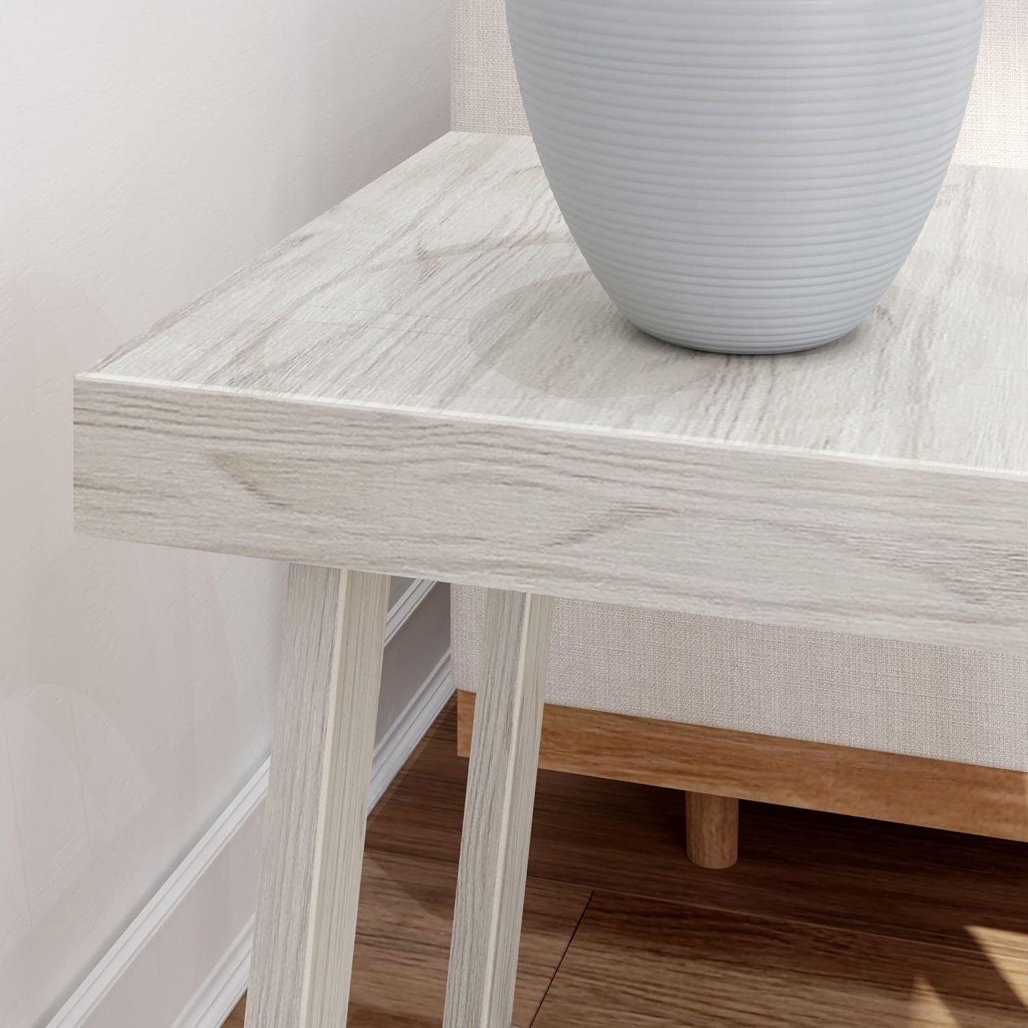image:imagePlankBeam Classic Square Side Table Slim Side Table for Living Room Narrow Nightstand for Small Spaces Wood End Table for Bedroom Blonde WirebrushWhite Sand Wirebrush
