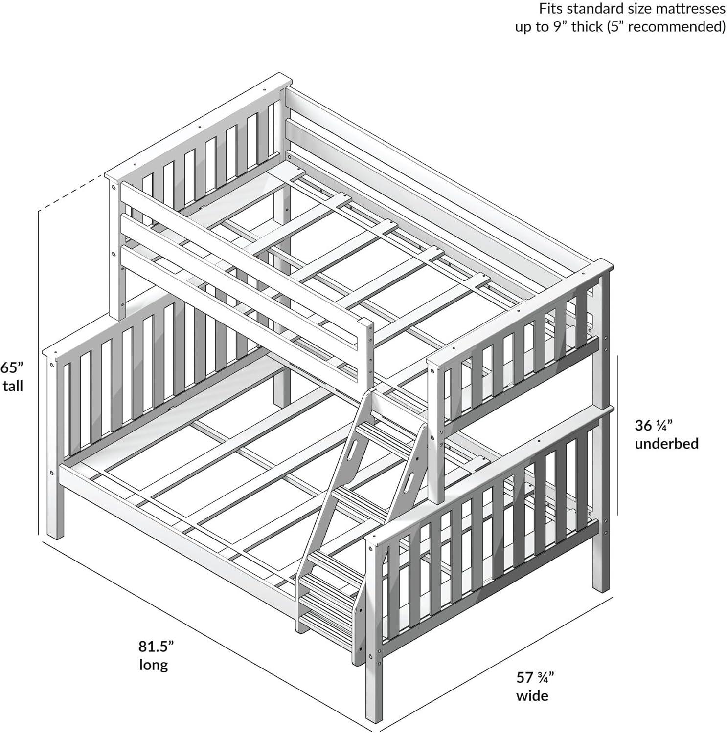 image:imagePlankBeam Classic Wooden Bunk Bed Twin Over Full Size Platform Bed Frame with Bunk Bed Ladder and Wood Slats for Adult Space Saving Bed Easy to Assemble No Box Spring Needed PecanNatural