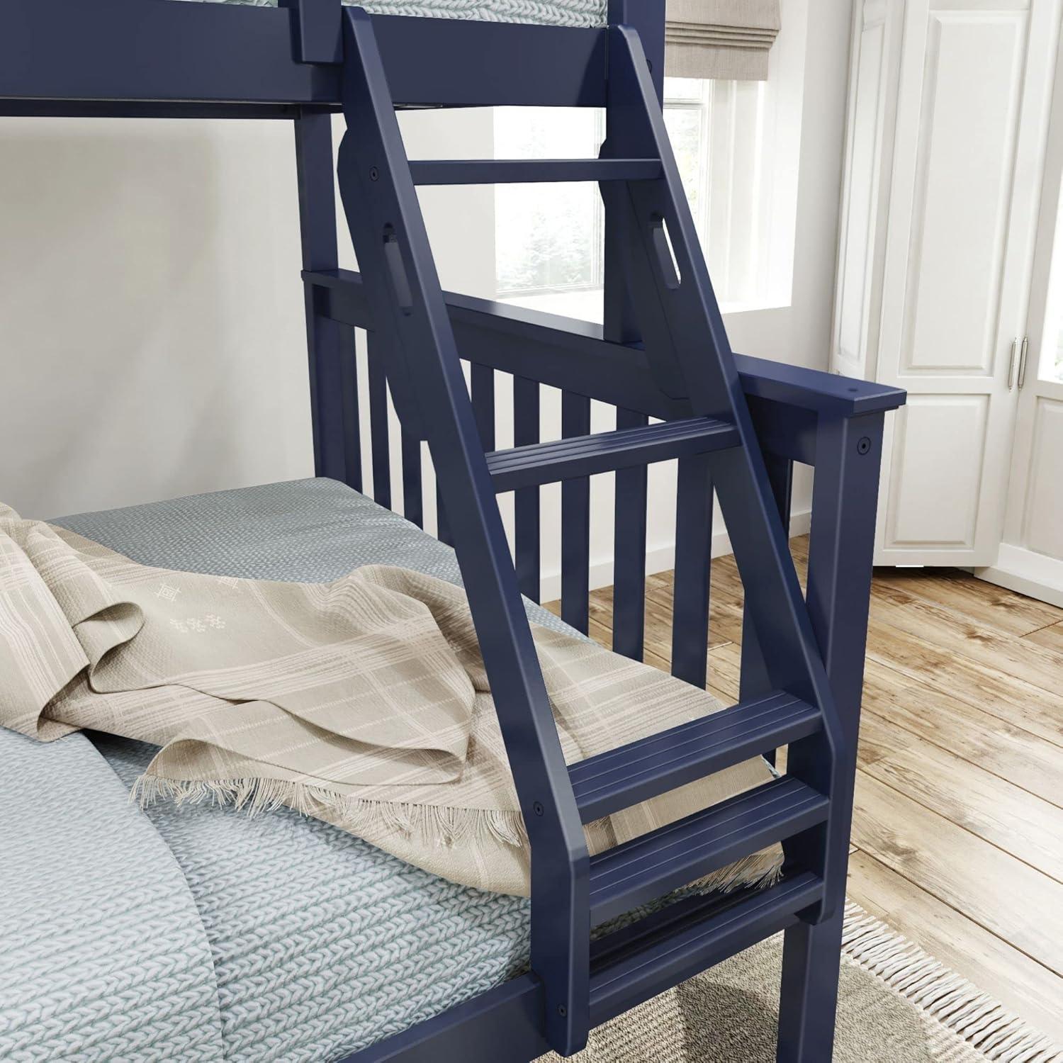 image:imagePlankBeam Classic Wooden Bunk Bed Twin Over Full Size Platform Bed Frame with Bunk Bed Ladder and Wood Slats for Adult Space Saving Bed Easy to Assemble No Box Spring Needed PecanBlue