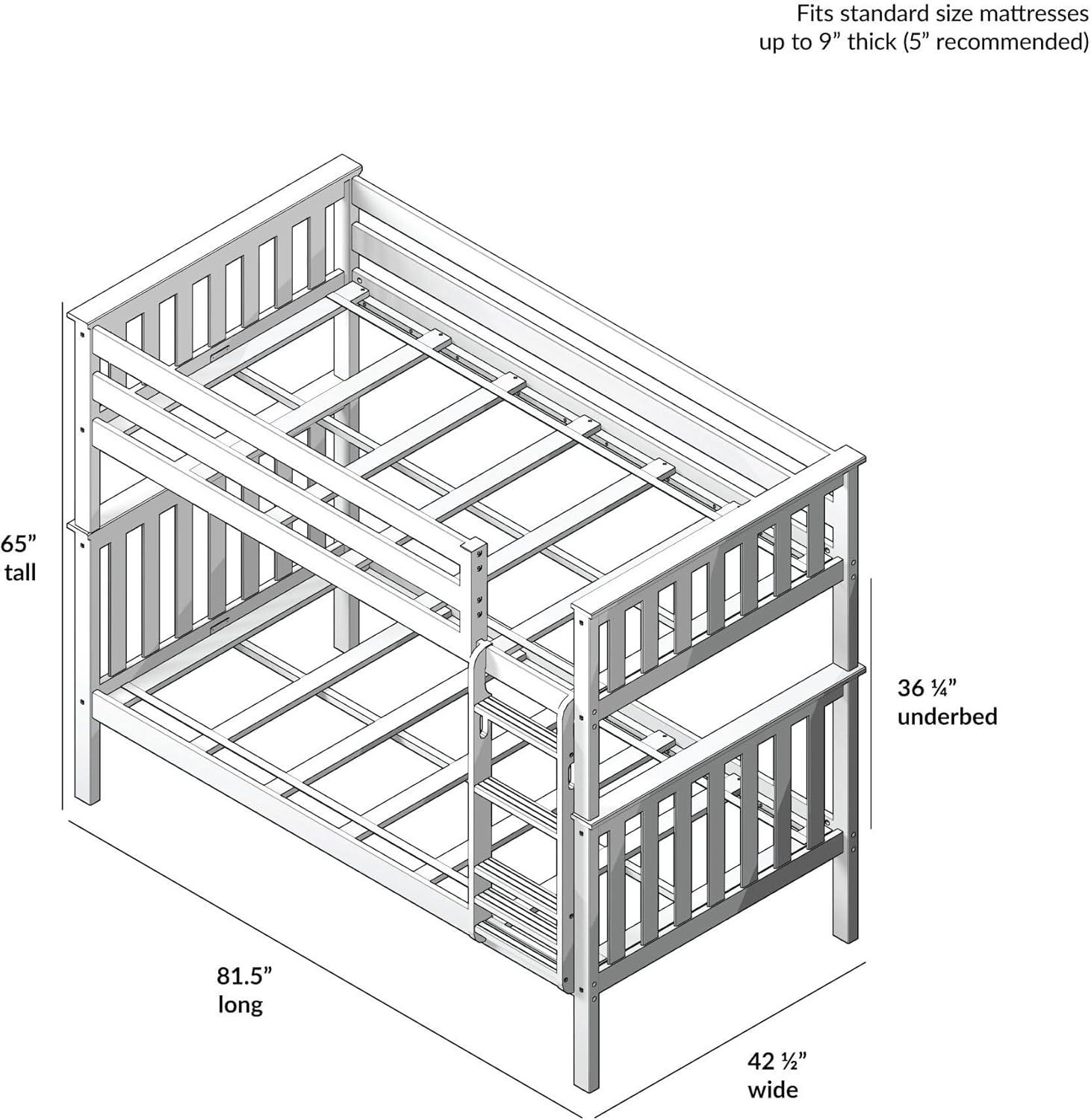 image:imagePlankBeam Classic Wooden Bunk Bed Twin Over Full Size Platform Bed Frame with Bunk Bed Ladder and Wood Slats for Adult Space Saving Bed Easy to Assemble No Box Spring Needed PecanBlue