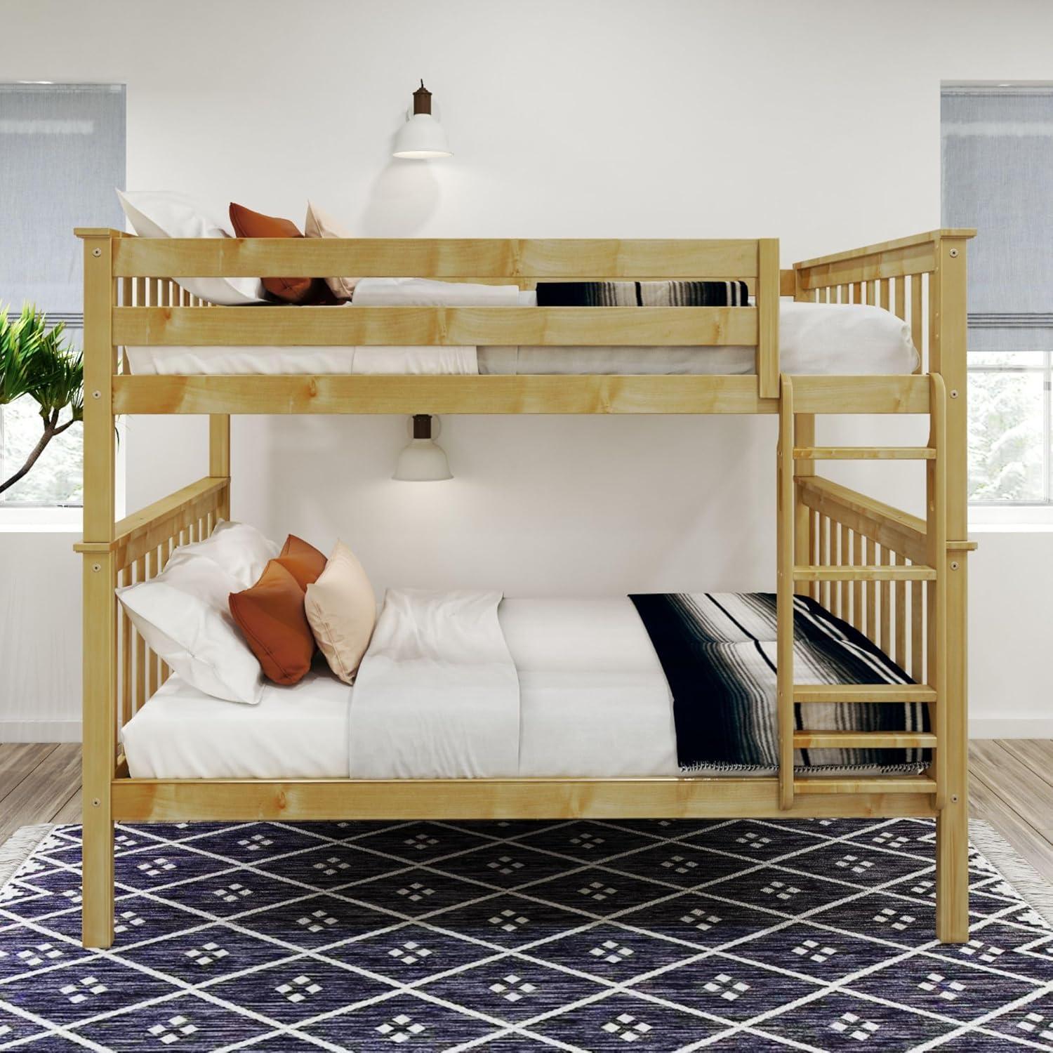 image:imagePlankBeam Classic Wooden Bunk Bed Twin Over Full Size Platform Bed Frame with Bunk Bed Ladder and Wood Slats for Adult Space Saving Bed Easy to Assemble No Box Spring Needed PecanNatural
