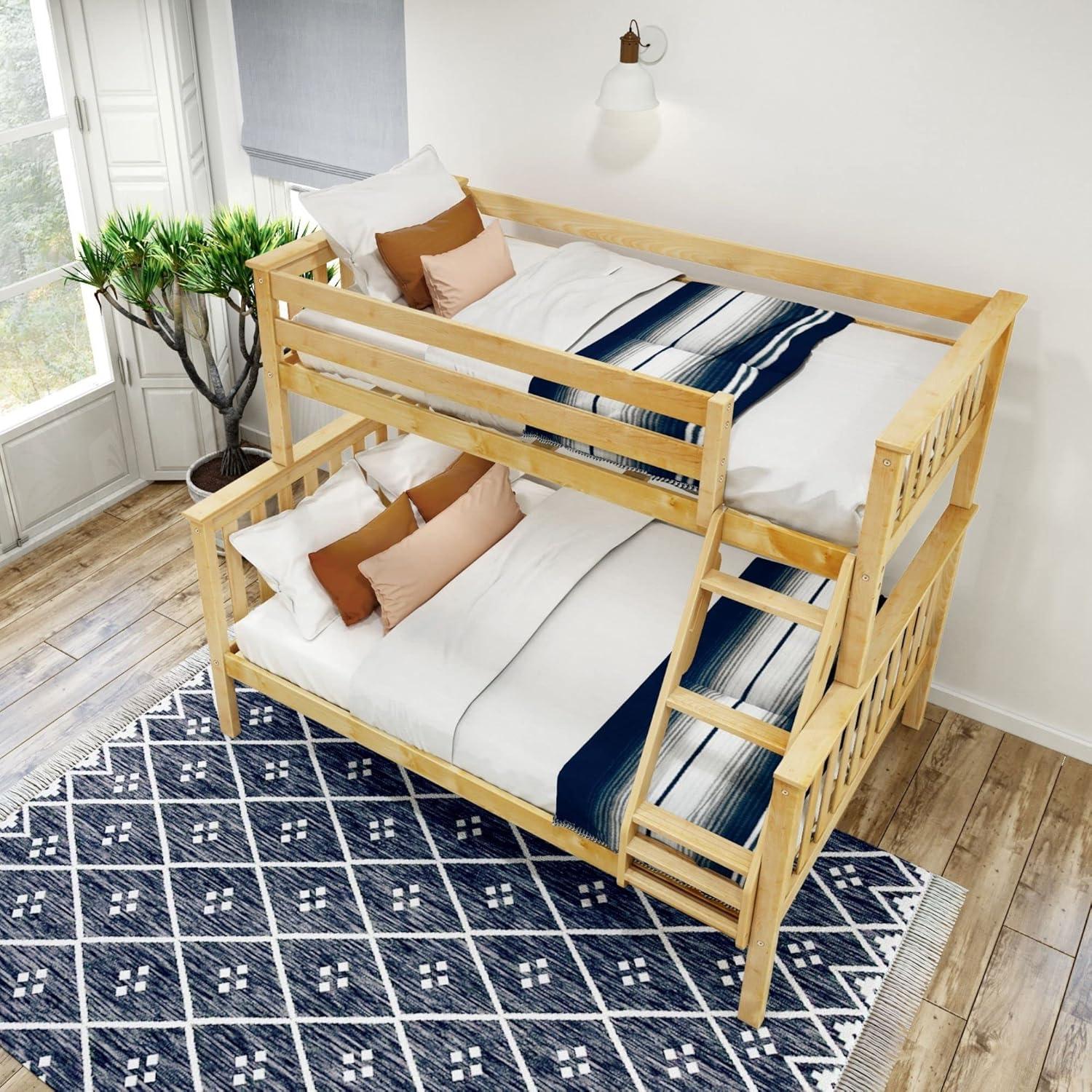 image:imagePlankBeam Classic Wooden Bunk Bed Twin Over Full Size Platform Bed Frame with Bunk Bed Ladder and Wood Slats for Adult Space Saving Bed Easy to Assemble No Box Spring Needed PecanNatural