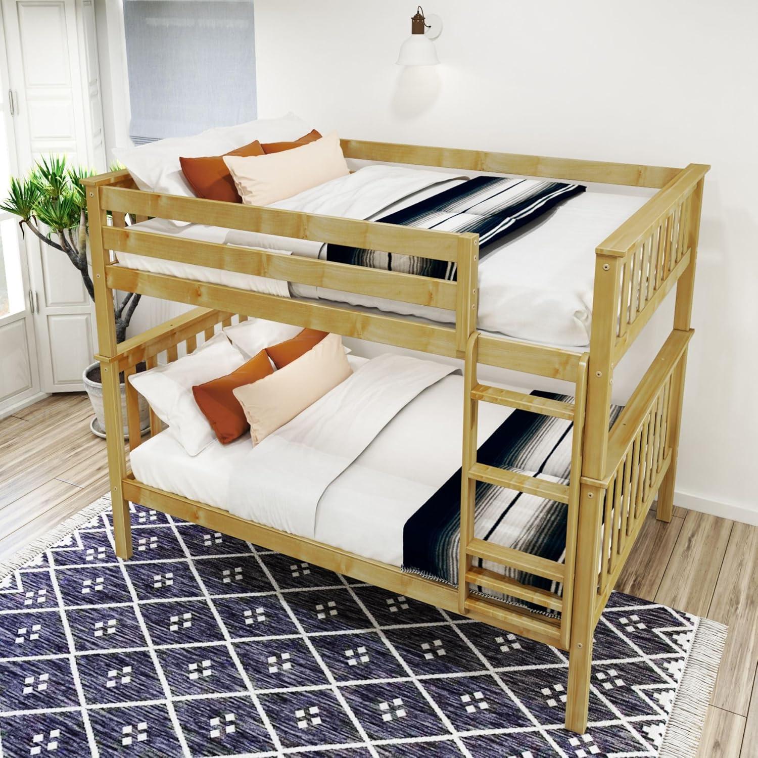 image:imagePlankBeam Classic Wooden Bunk Bed Twin Over Full Size Platform Bed Frame with Bunk Bed Ladder and Wood Slats for Adult Space Saving Bed Easy to Assemble No Box Spring Needed PecanNatural