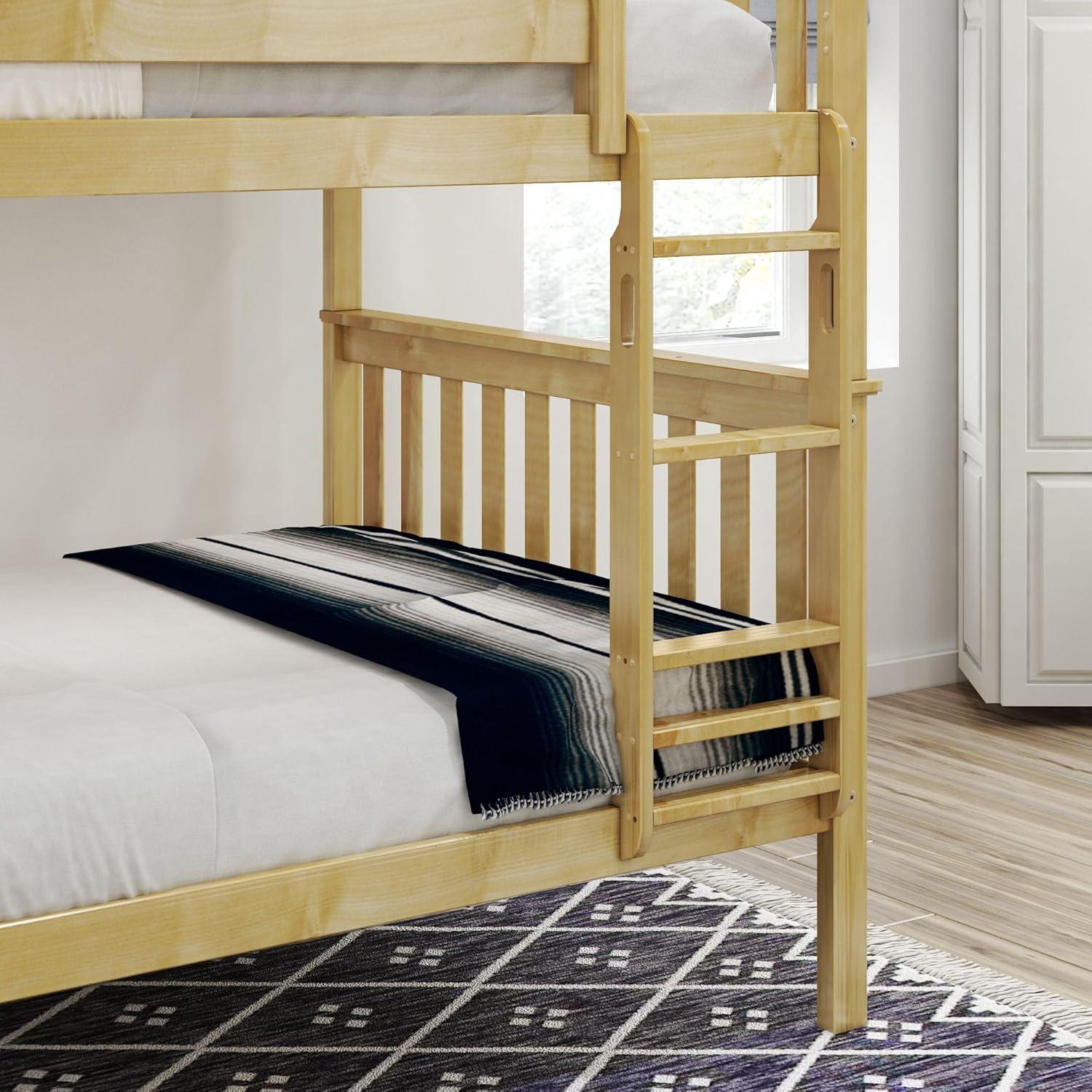 image:imagePlankBeam Classic Wooden Bunk Bed Twin Over Full Size Platform Bed Frame with Bunk Bed Ladder and Wood Slats for Adult Space Saving Bed Easy to Assemble No Box Spring Needed PecanNatural