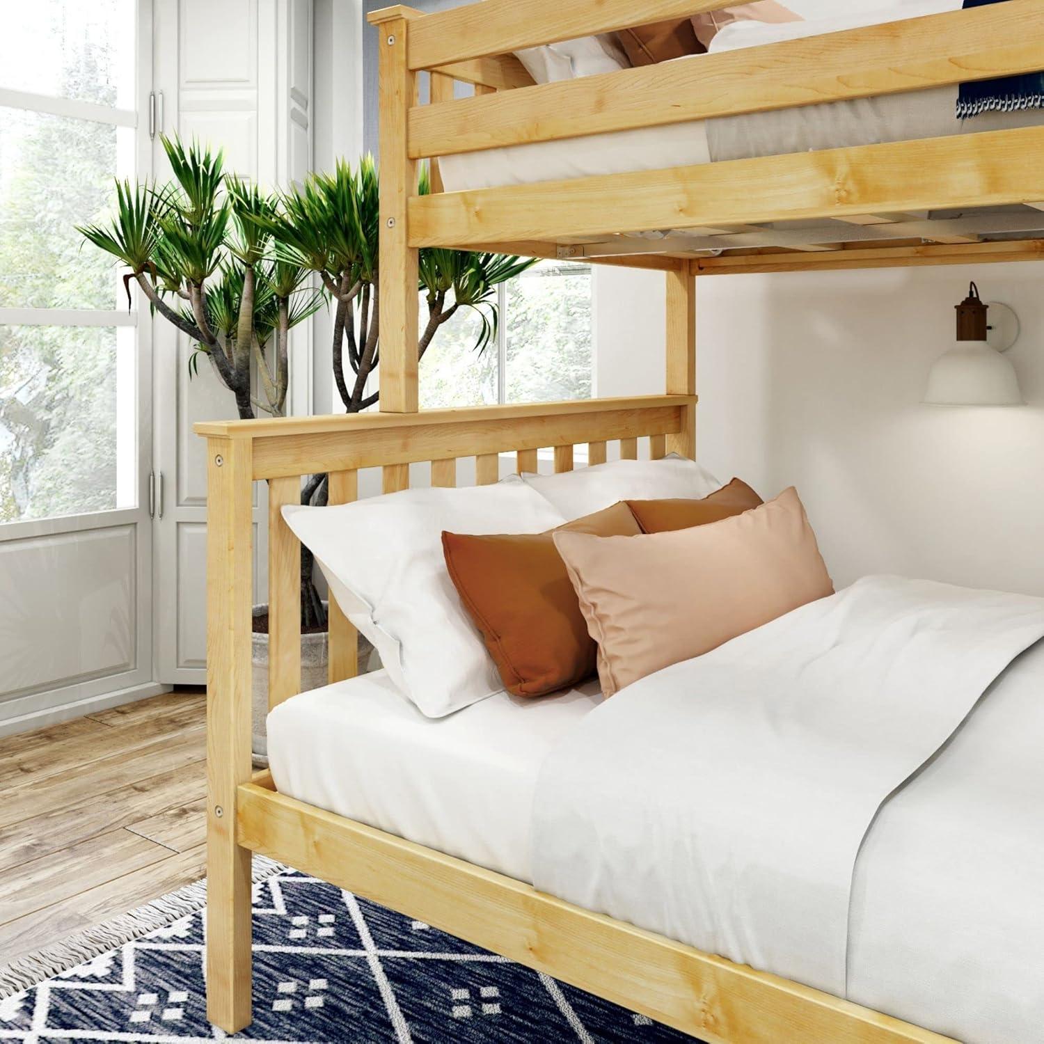 image:imagePlankBeam Classic Wooden Bunk Bed Twin Over Full Size Platform Bed Frame with Bunk Bed Ladder and Wood Slats for Adult Space Saving Bed Easy to Assemble No Box Spring Needed PecanNatural